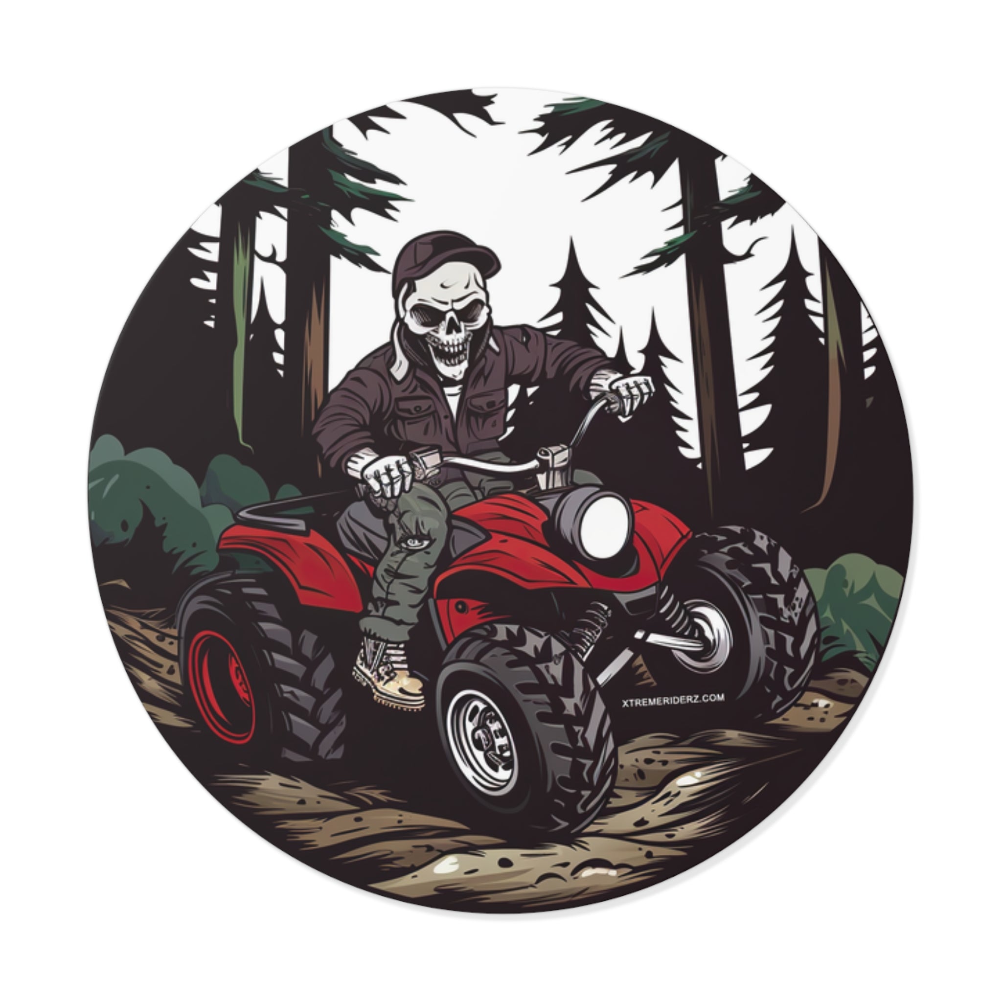Skeleton on ATV- Xtreme Riderz- Round Vinyl Stickers