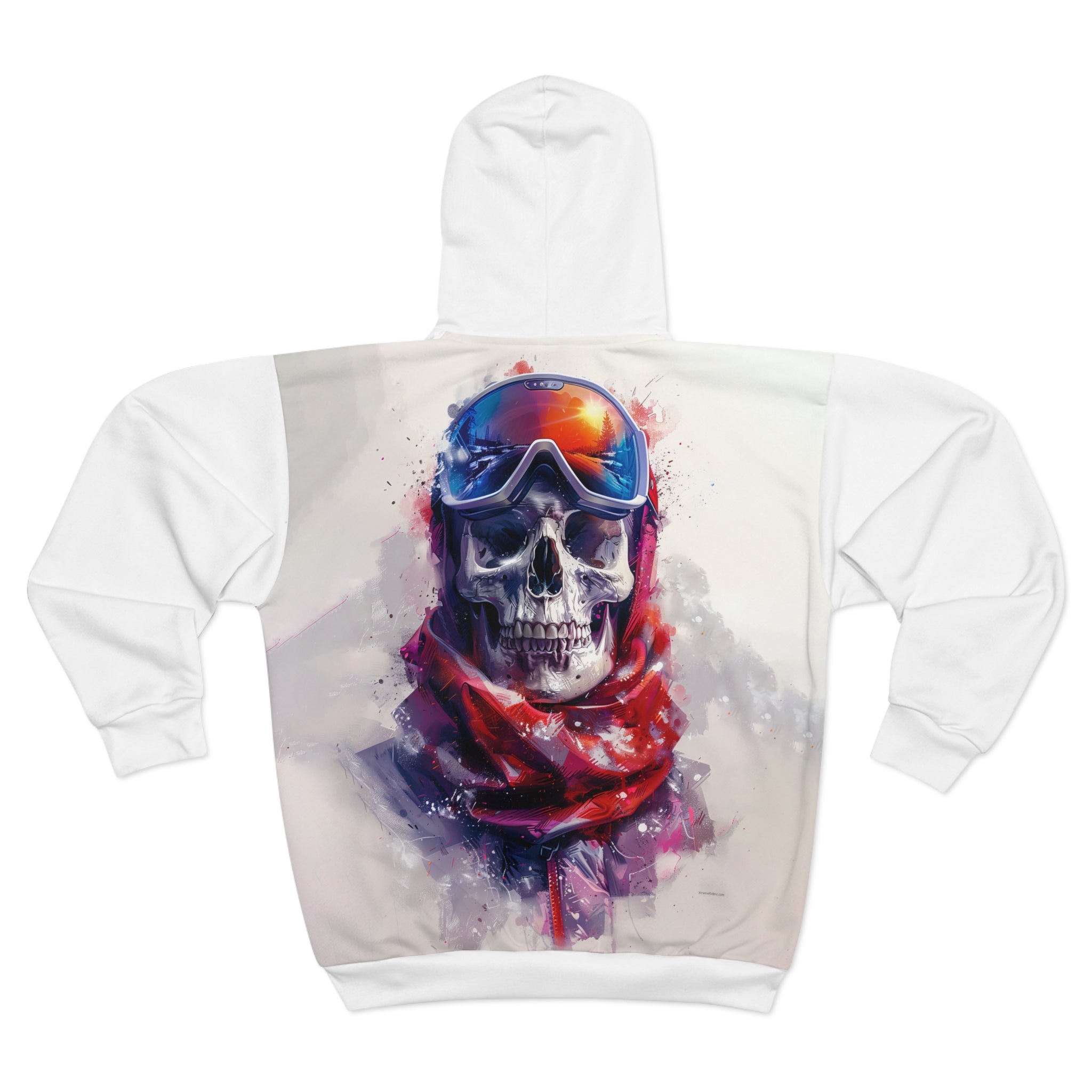 Skullz Riderz Snowmobile - White Zip Hoodie