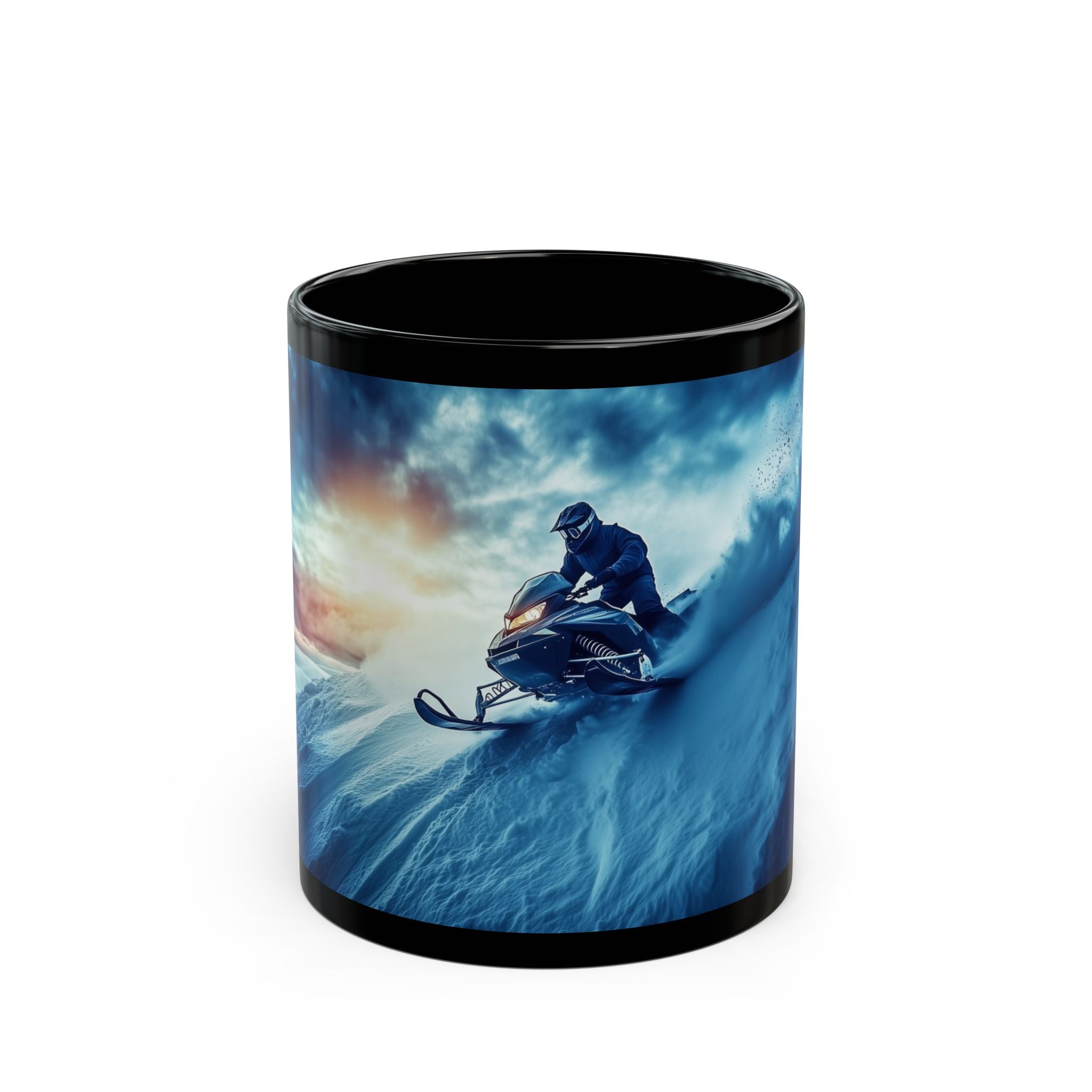 On The Edge of Sundown Black Mug (11oz, 15oz) - Snowmobile - DC0251
