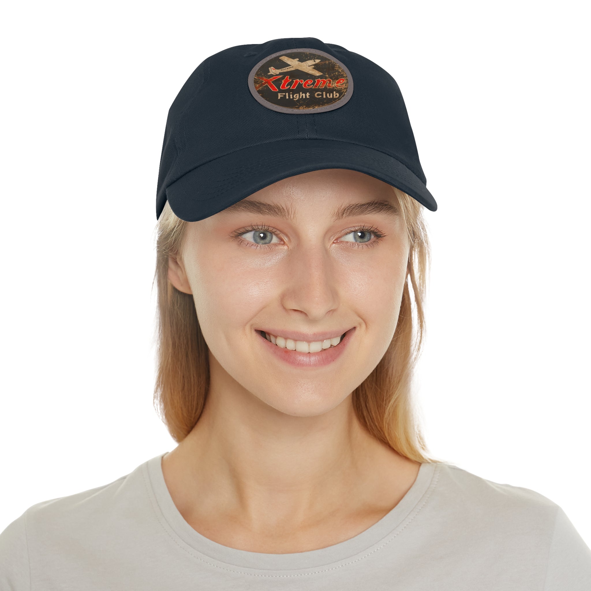 Xtreme Riderz Flight Club Vintage Airplane ~ Dad Hat with Leather Patch