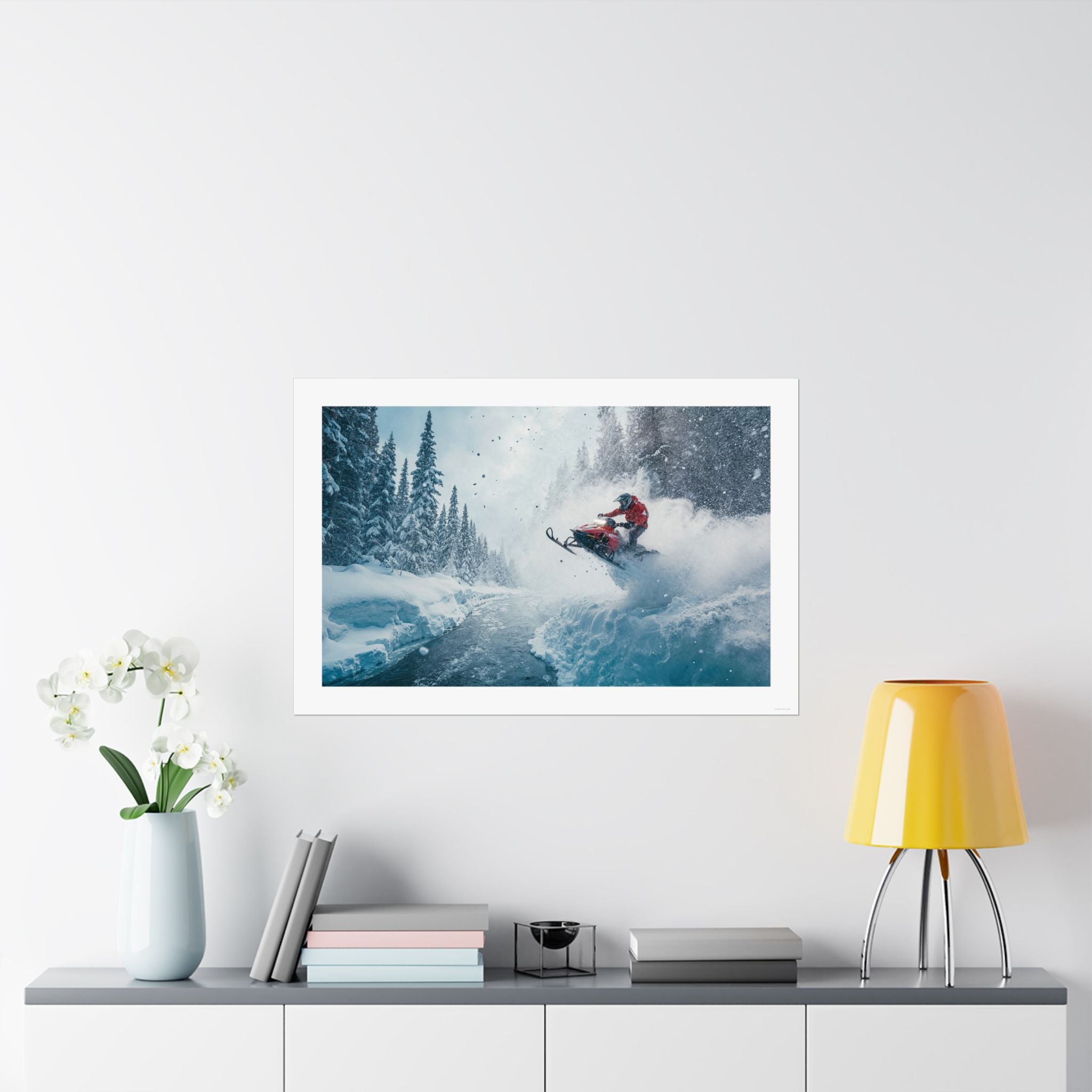 River Jump - Snowmobile - Gallery Print Poster - DC0193
