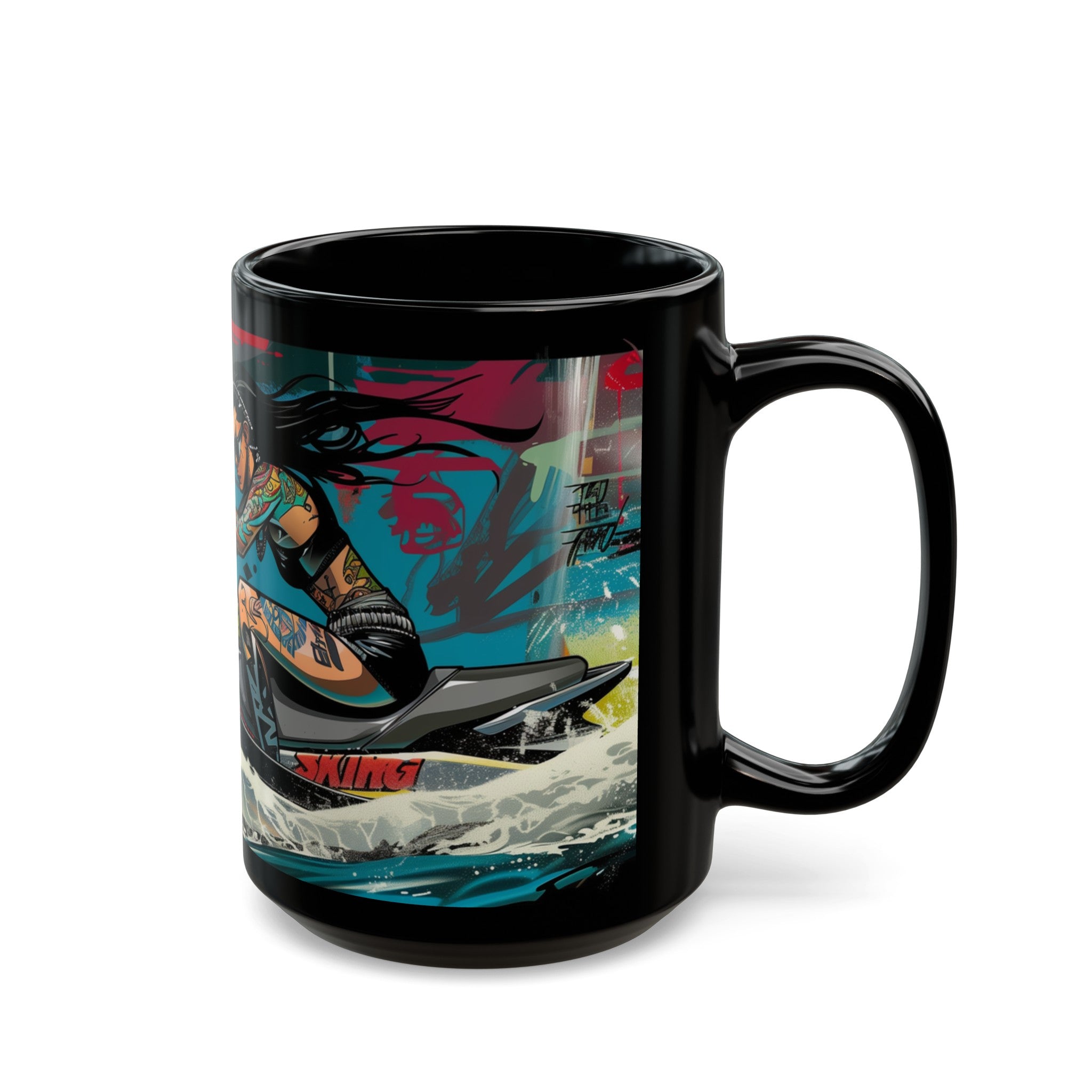 Ski Graffiti Urban Black Mug - Xtreme Riderz