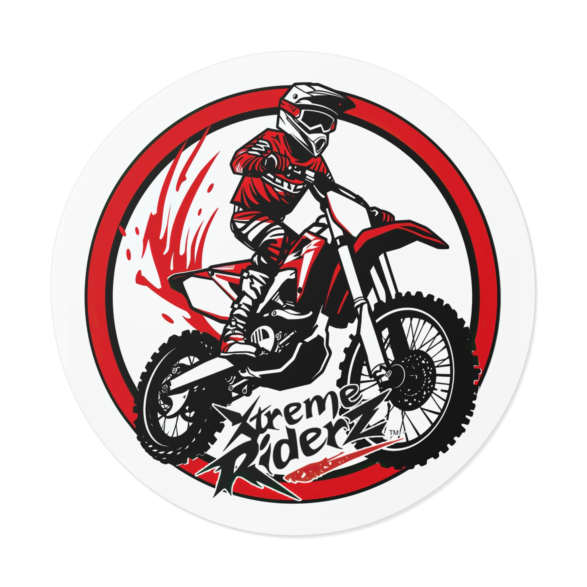 Motocross- Xtreme Riderz- Round Vinyl Stickers