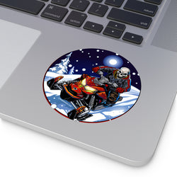 Skeleton on Snowmobile- Xtreme Riderz- Round Vinyl Stickers