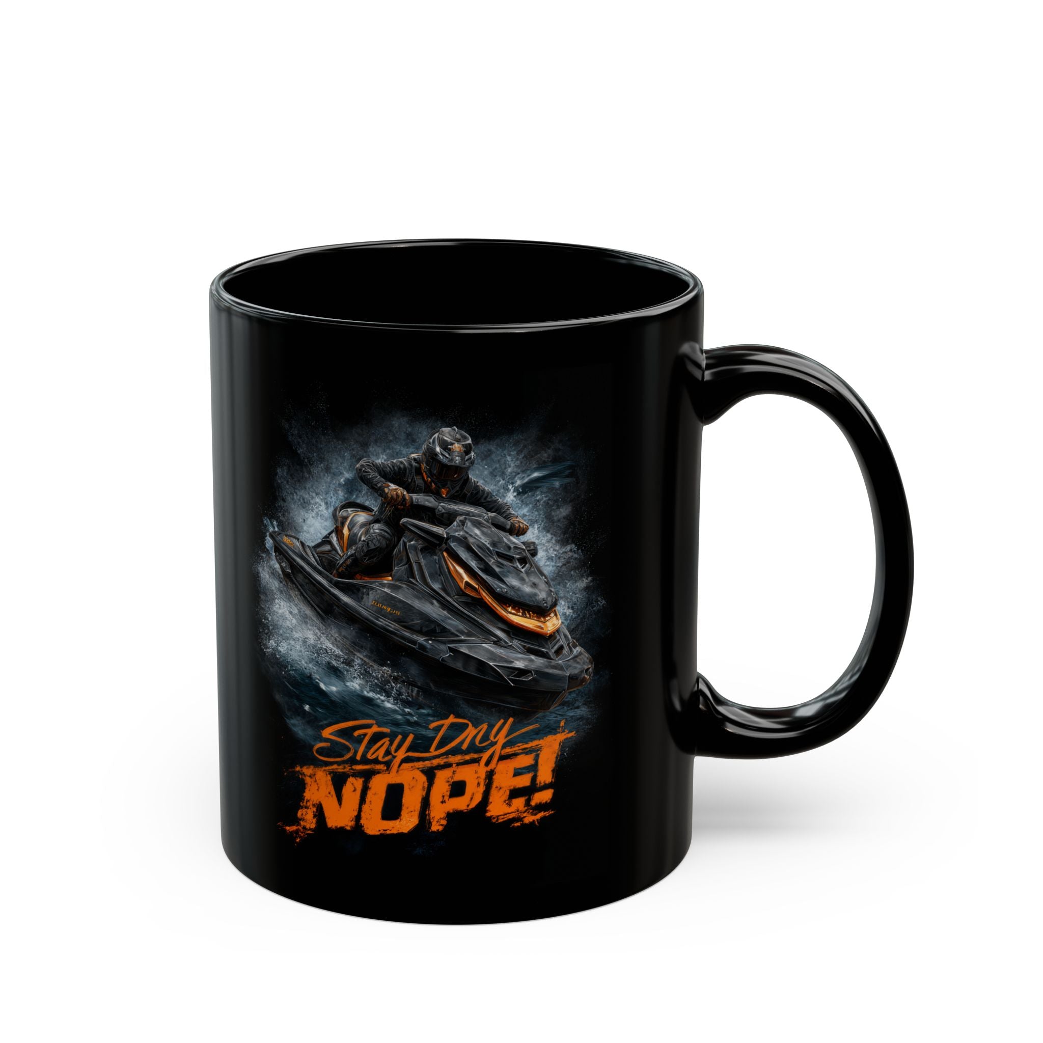 Stay Dry, NOPE!  Black Mug (11oz, 15oz) - Watersports - DC0285