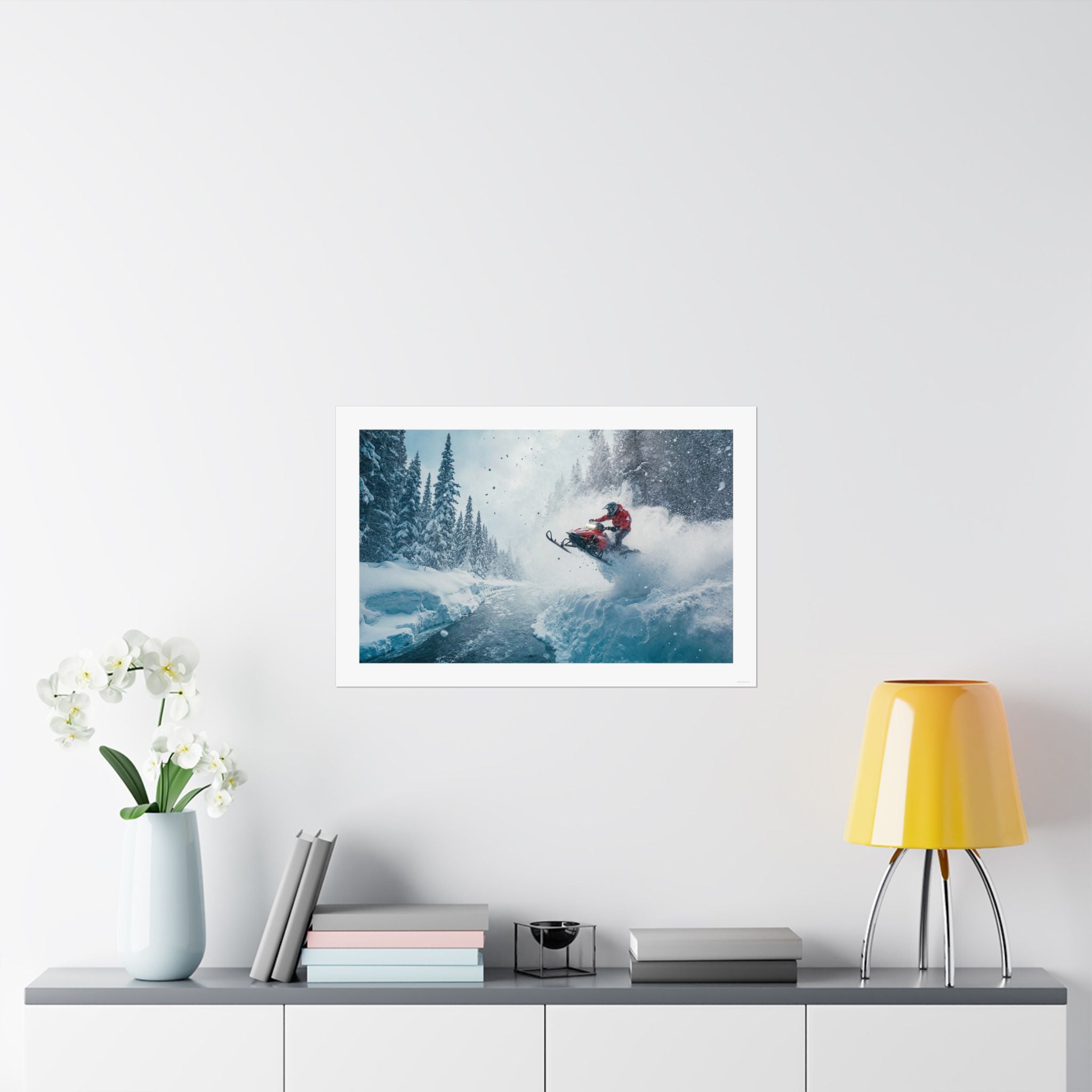 River Jump - Snowmobile - Gallery Print Poster - DC0193