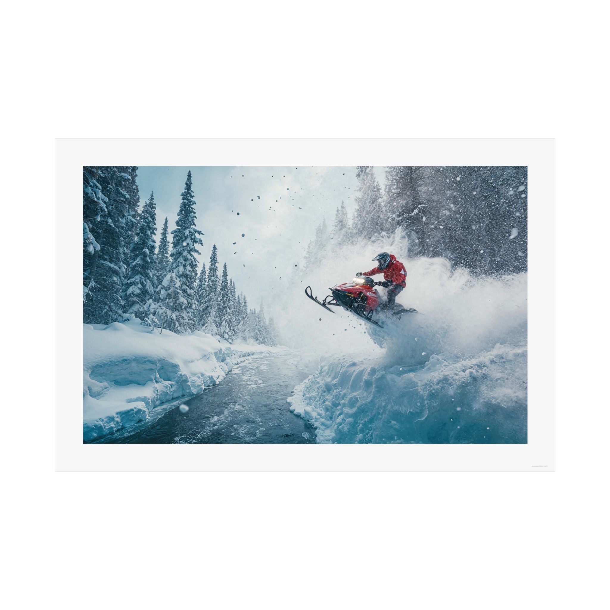 River Jump - Snowmobile - Gallery Print Poster - DC0193