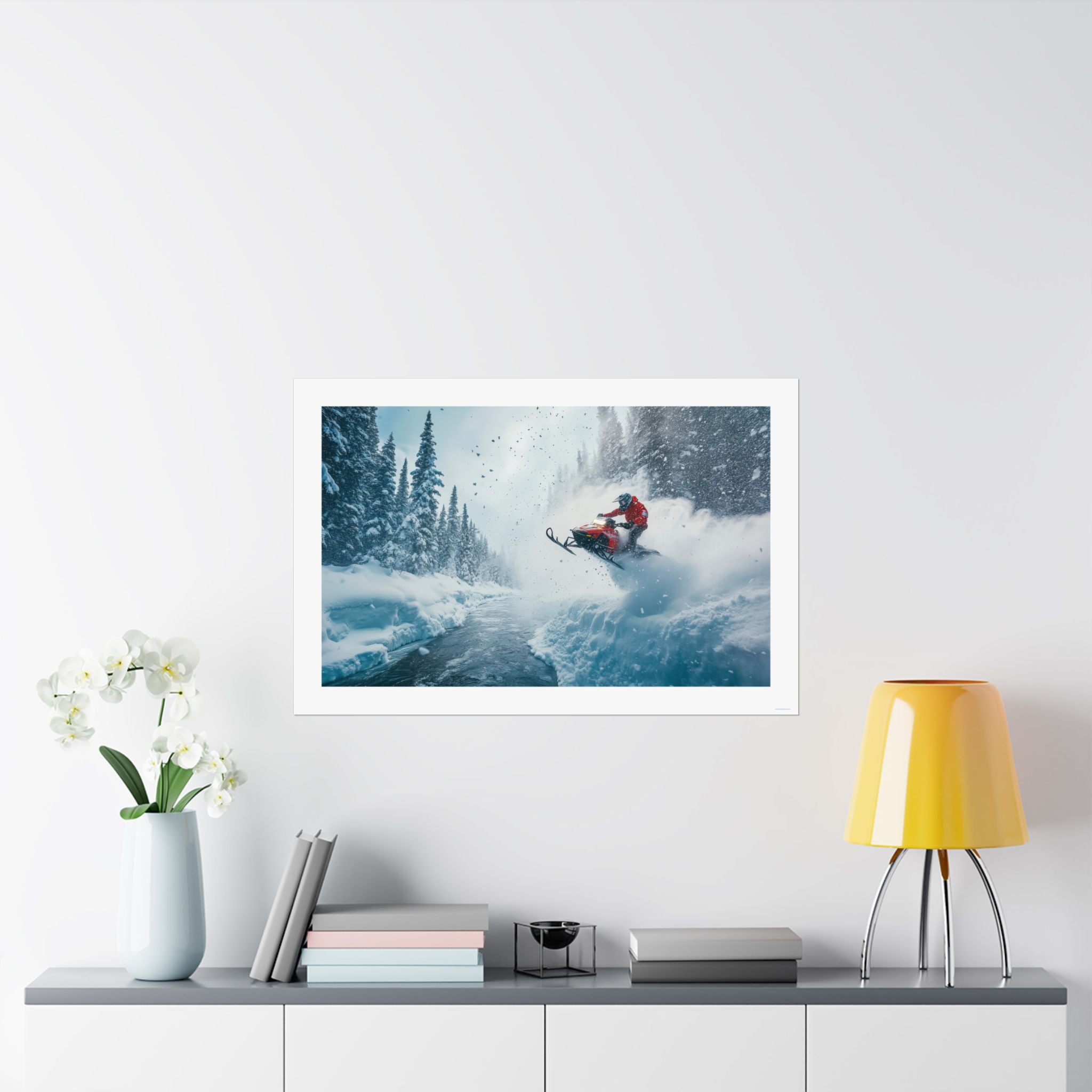 River Jump - Snowmobile  - Gallery Print Poster - DC0193