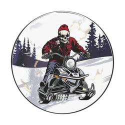 Skeleton on Snowmobile- Xtreme Riderz-  Round Vinyl Stickers