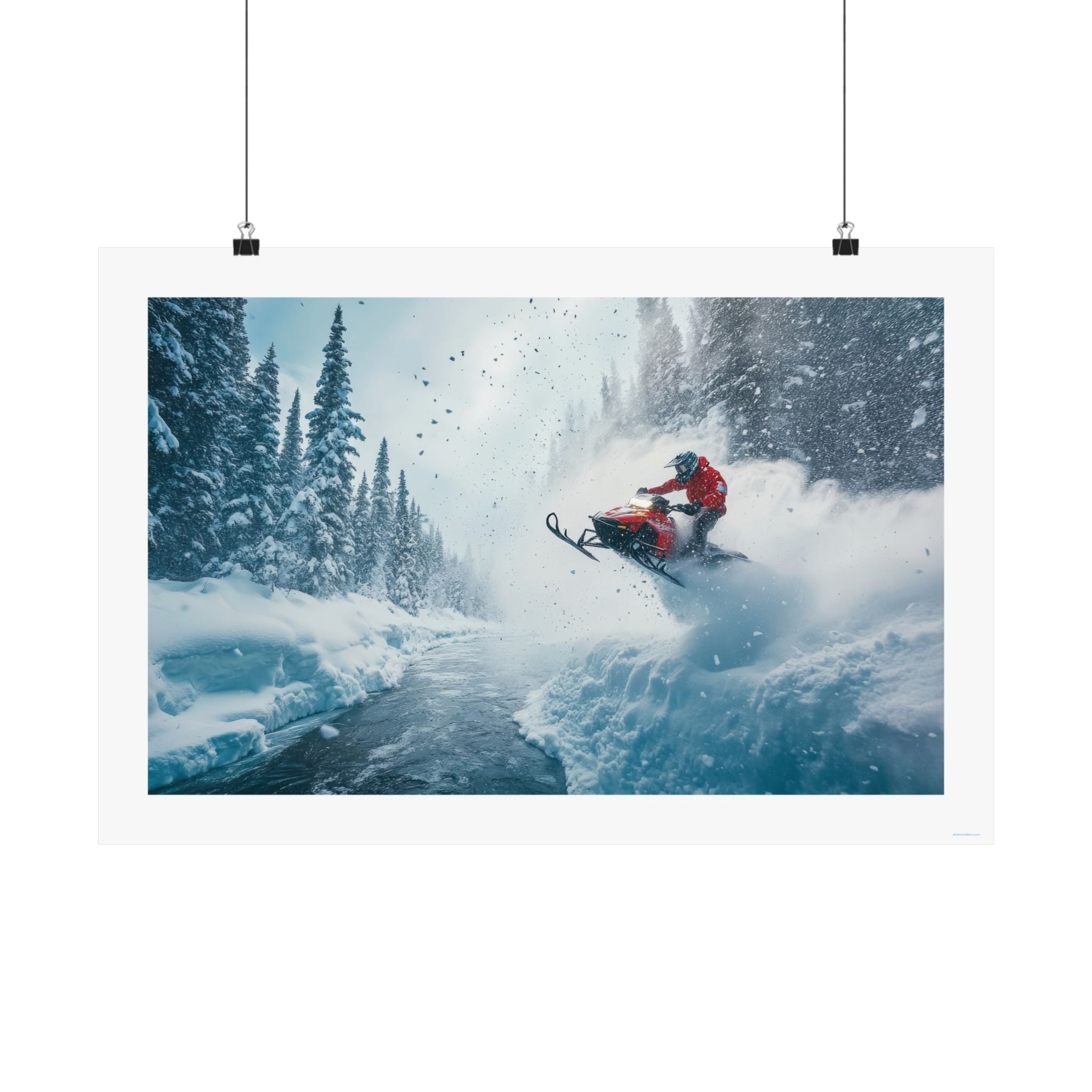 River Jump - Snowmobile  - Gallery Print Poster - DC0193