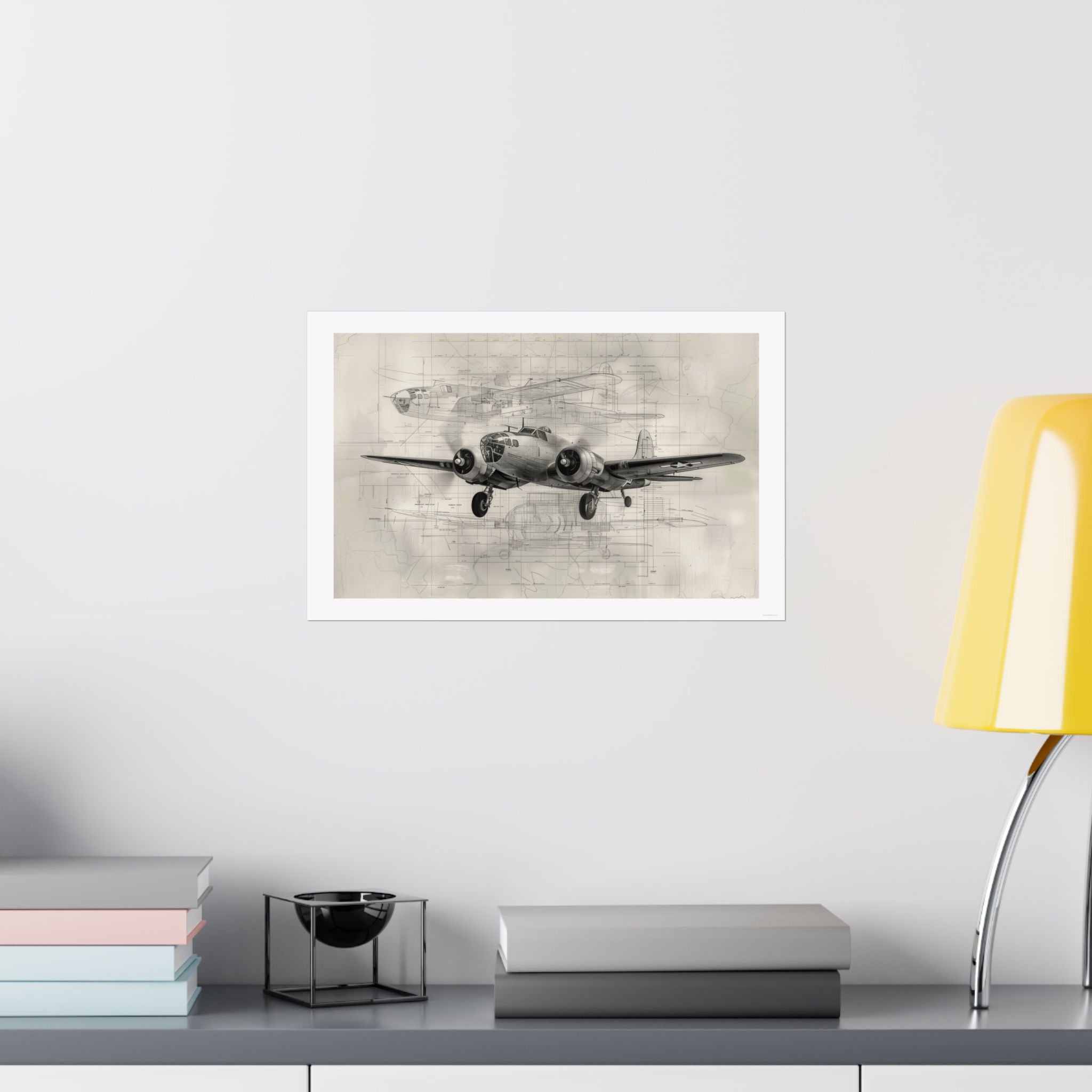B-25 Blue Print - Aviation - Gallery Print Poster - DC0152