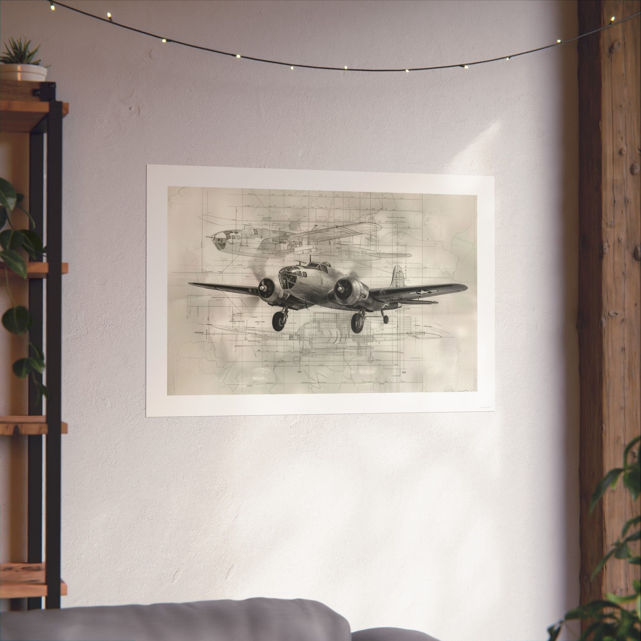 B-25 Blue Print - Aviation - Gallery Print Poster - DC0152