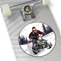 Skeleton on Snowmobile- Xtreme Riderz-  Round Vinyl Stickers