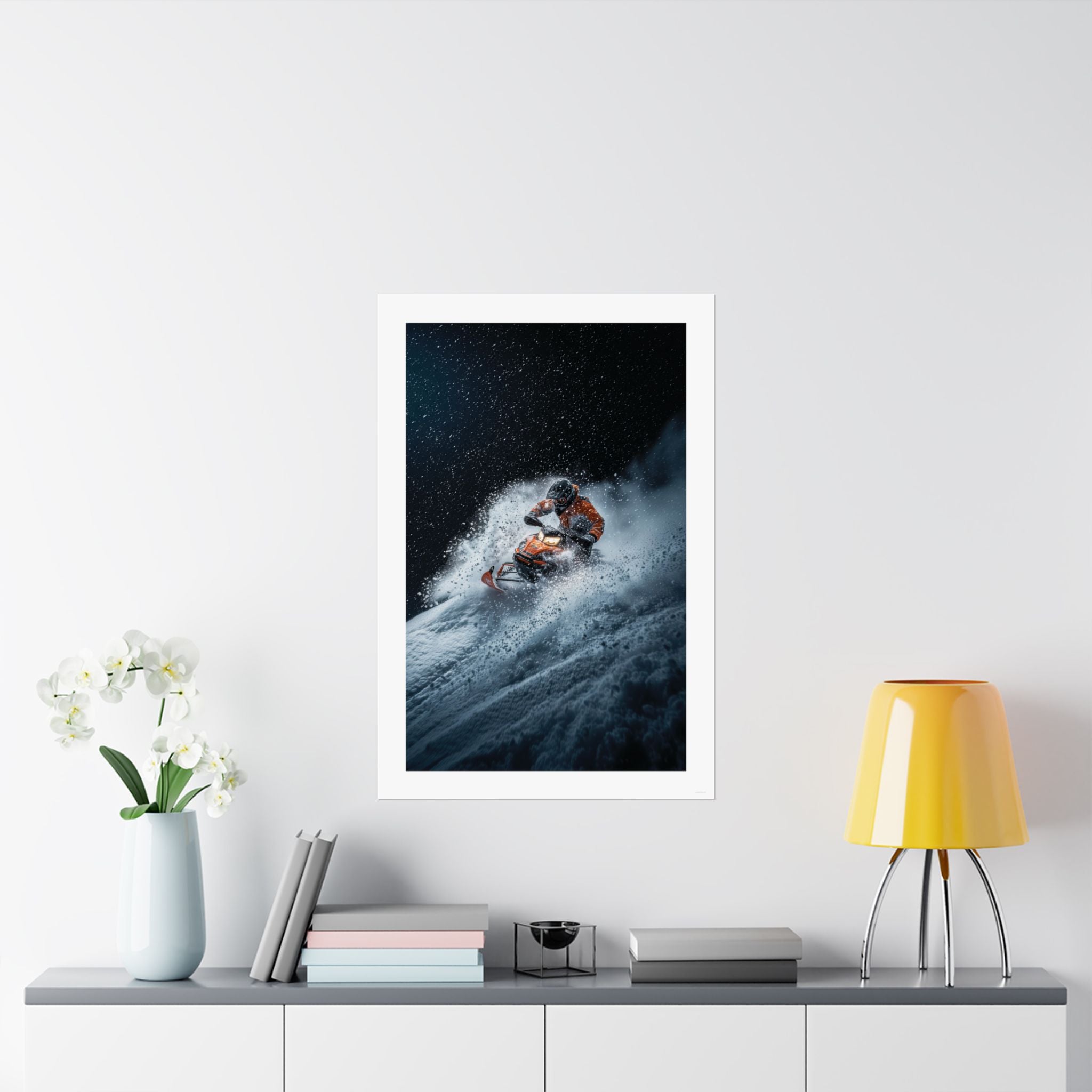 Downhill Cold Rush -  Snowmobile - Gallery Print Poster - DC0190