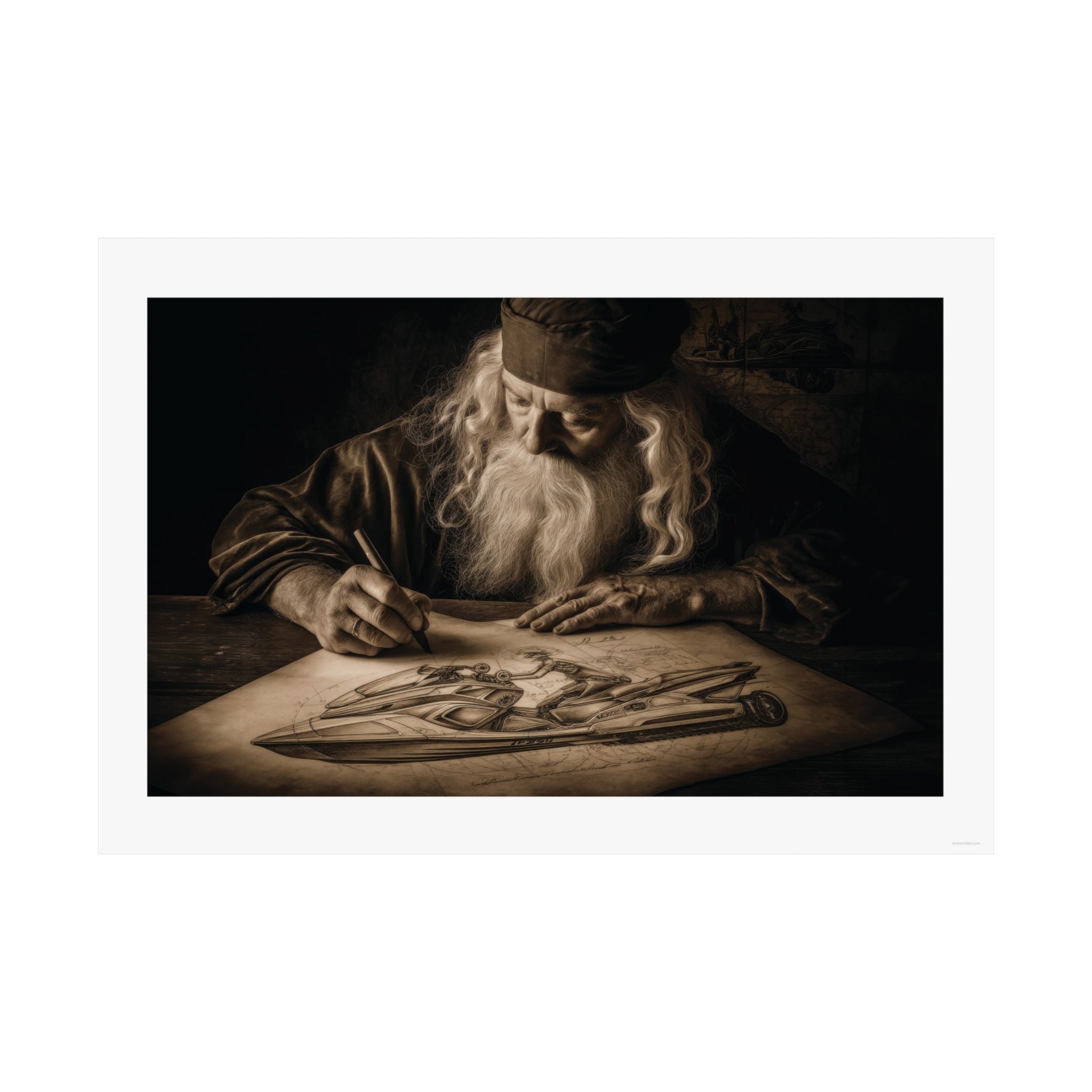 Leonardo de Vinci Creating the Jet Ski - Watersports - Gallery Print Poster - DC0257