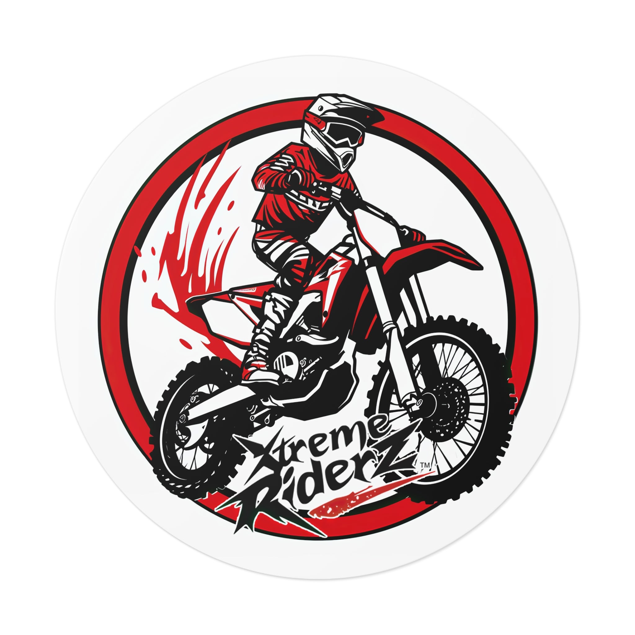 Motocross- Xtreme Riderz- Round Vinyl Stickers