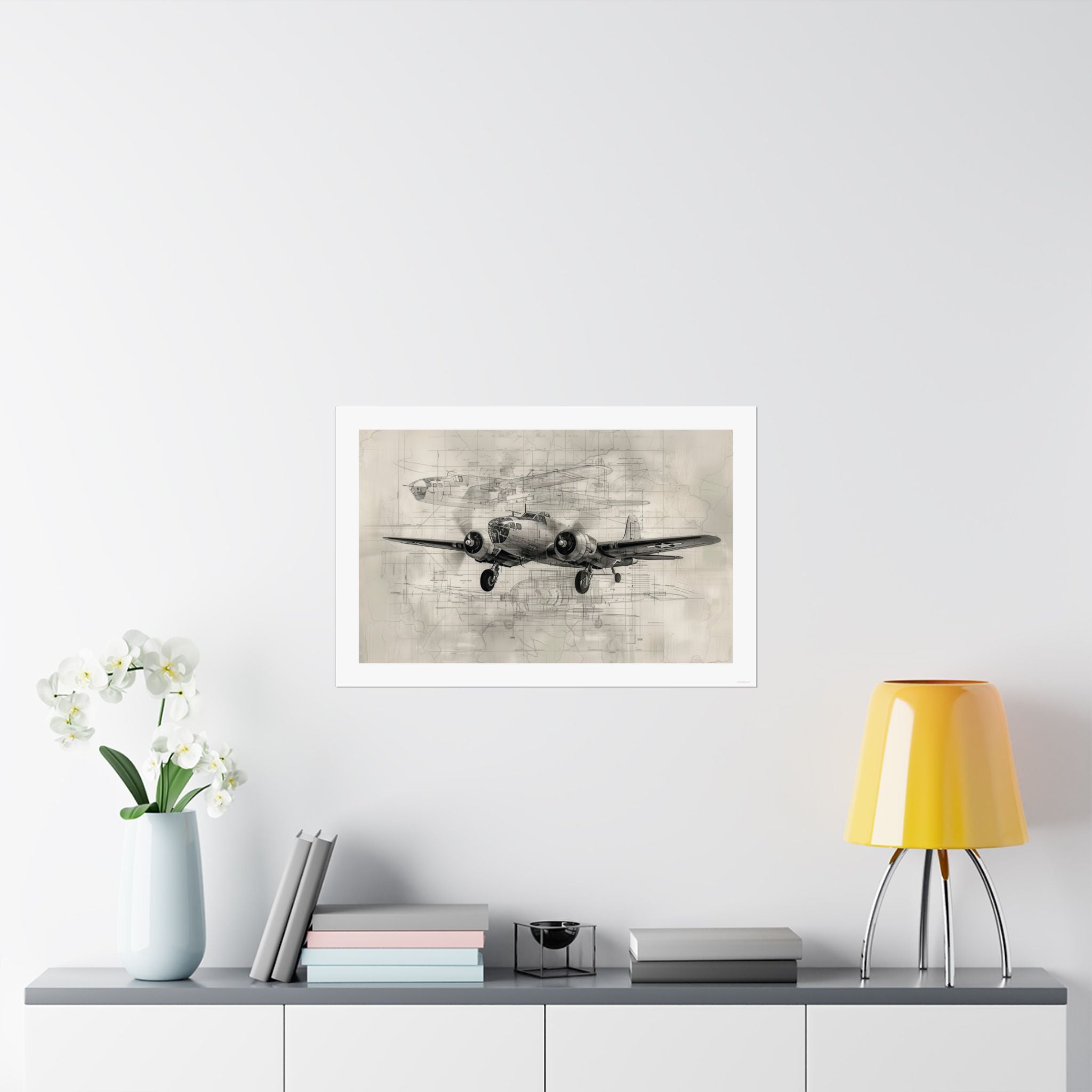 B-25 Blue Print - Aviation - Gallery Print Poster - DC0152