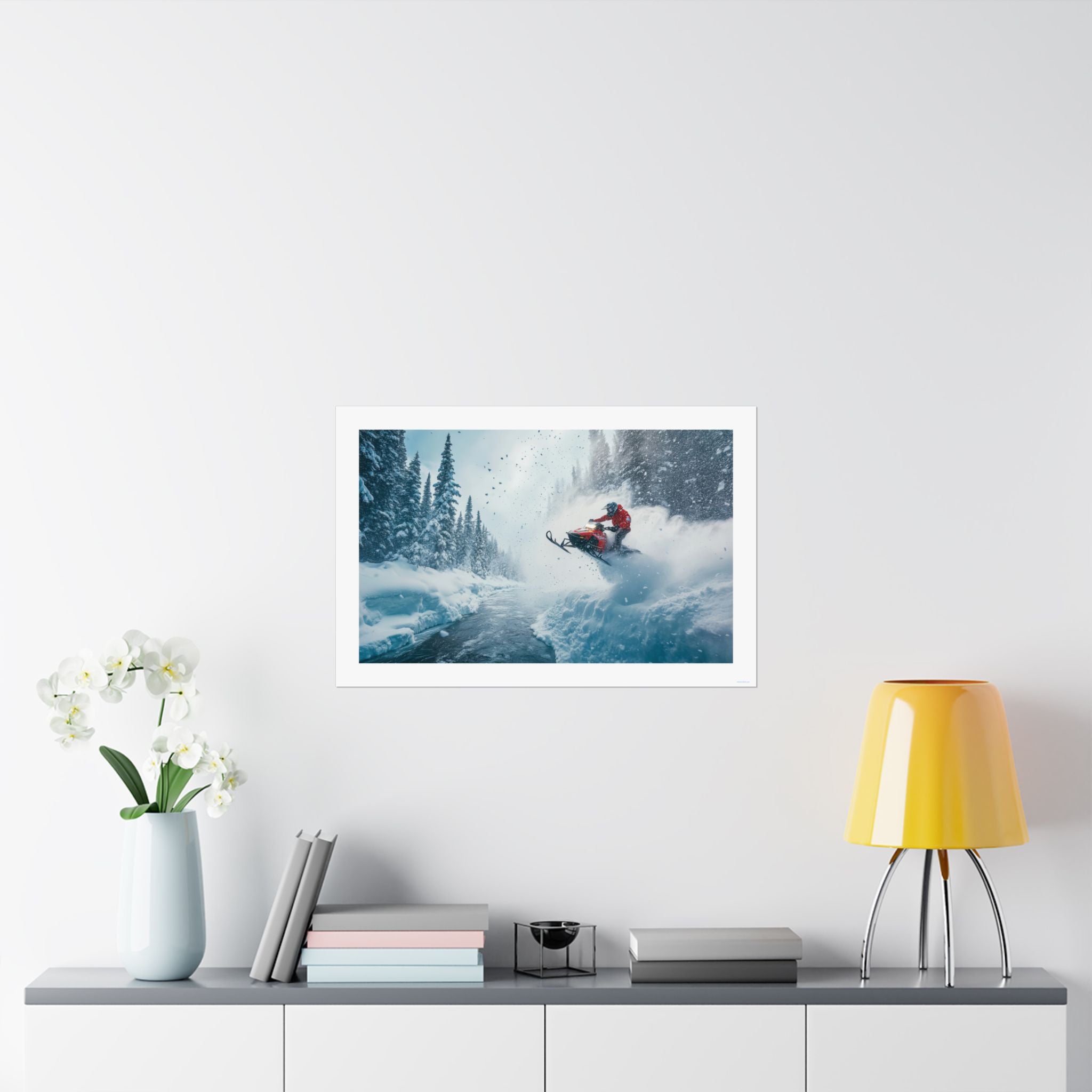 River Jump - Snowmobile  - Gallery Print Poster - DC0193