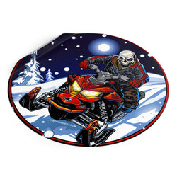 Skeleton on Snowmobile- Xtreme Riderz- Round Vinyl Stickers