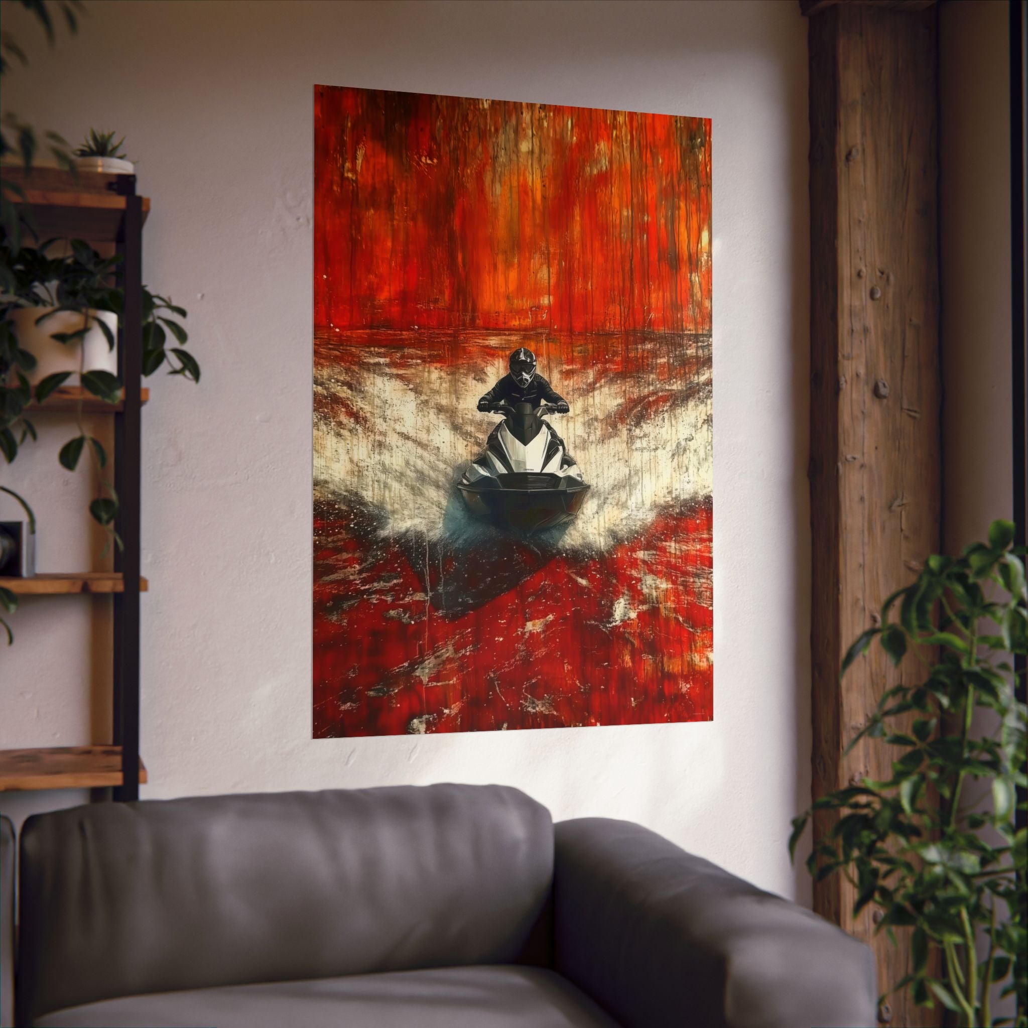 Skier in Red - Watersports - Poster