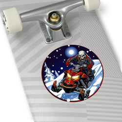 Skeleton on Snowmobile- Xtreme Riderz- Round Vinyl Stickers