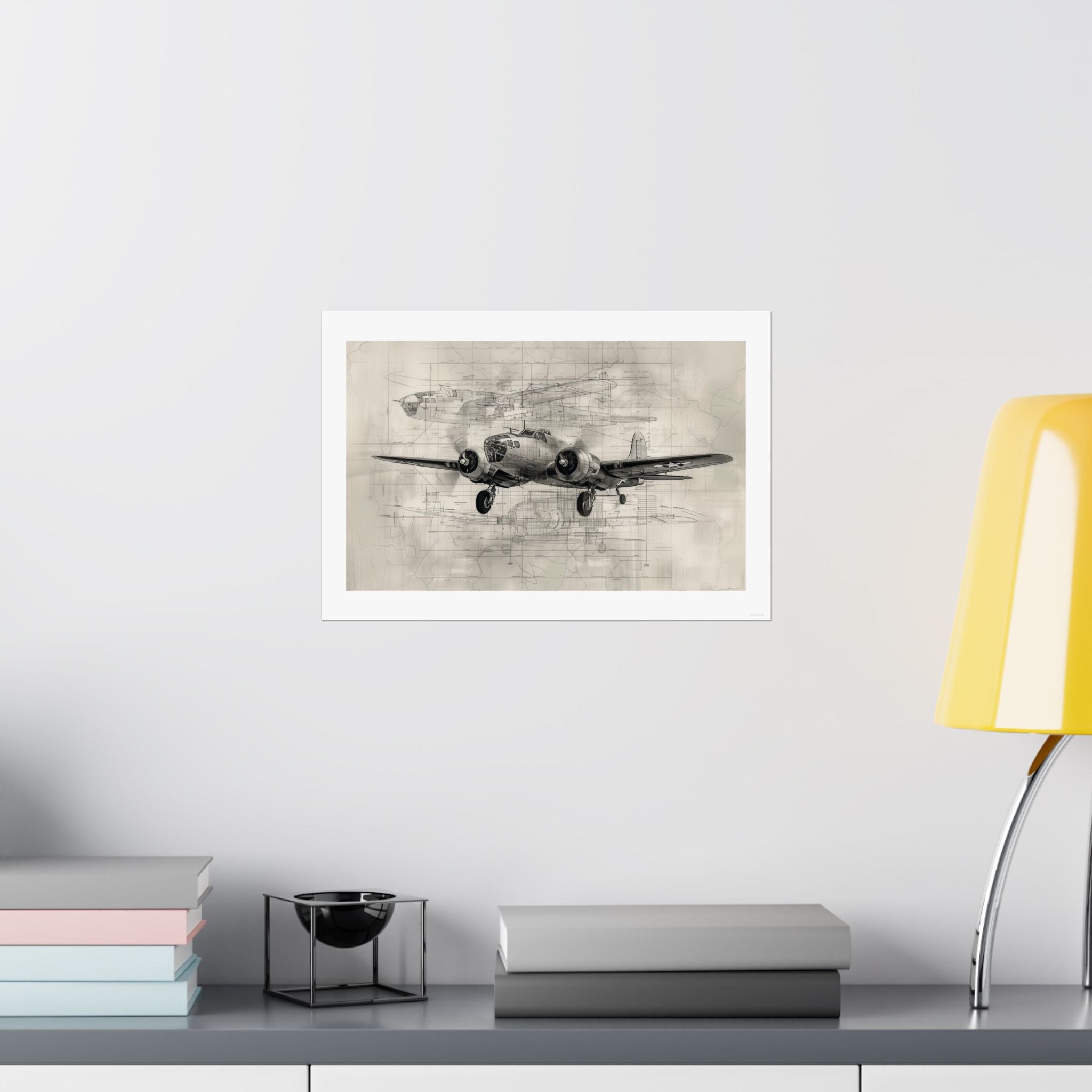 B-25 Blue Print - Aviation - Gallery Print Poster - DC0152