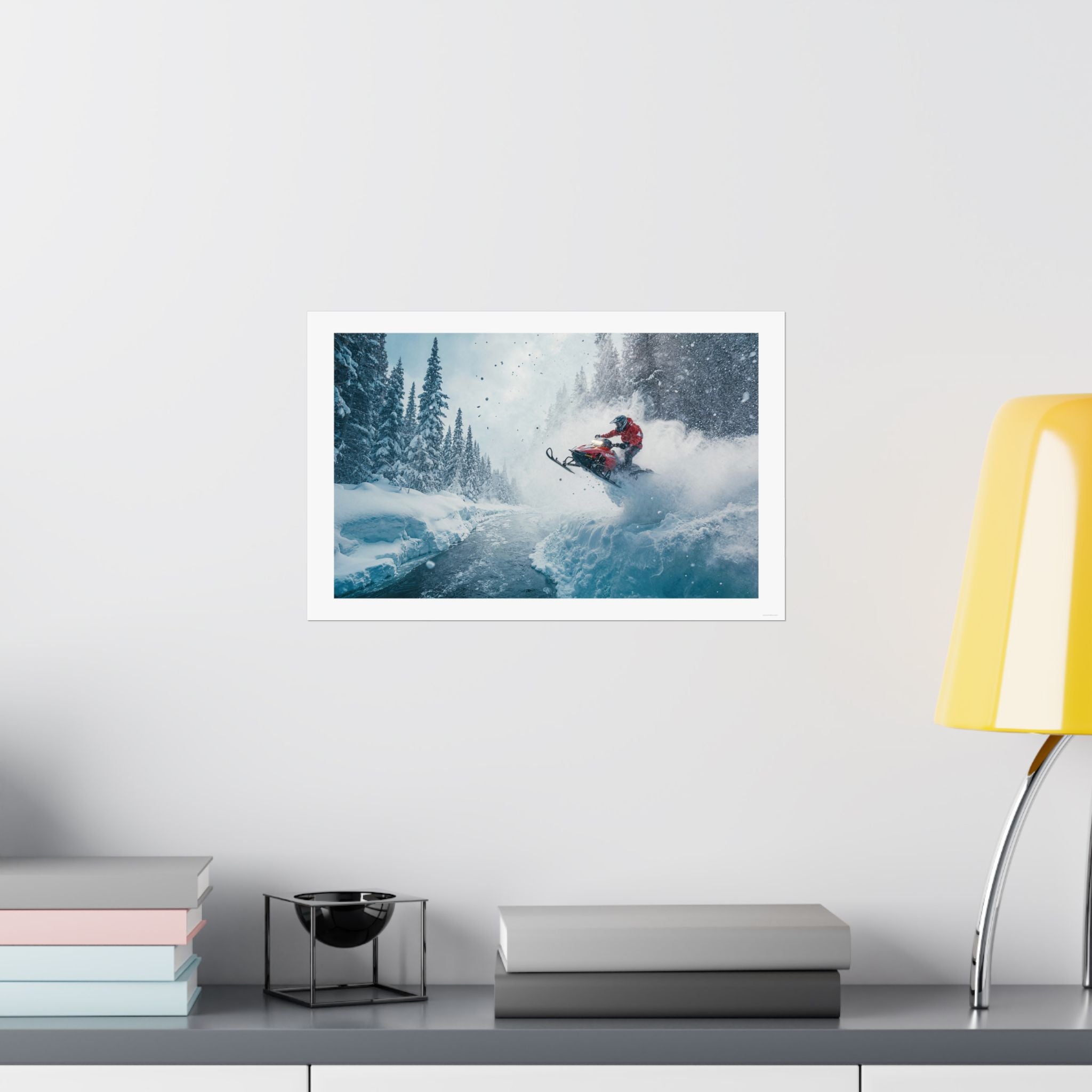 River Jump - Snowmobile - Gallery Print Poster - DC0193