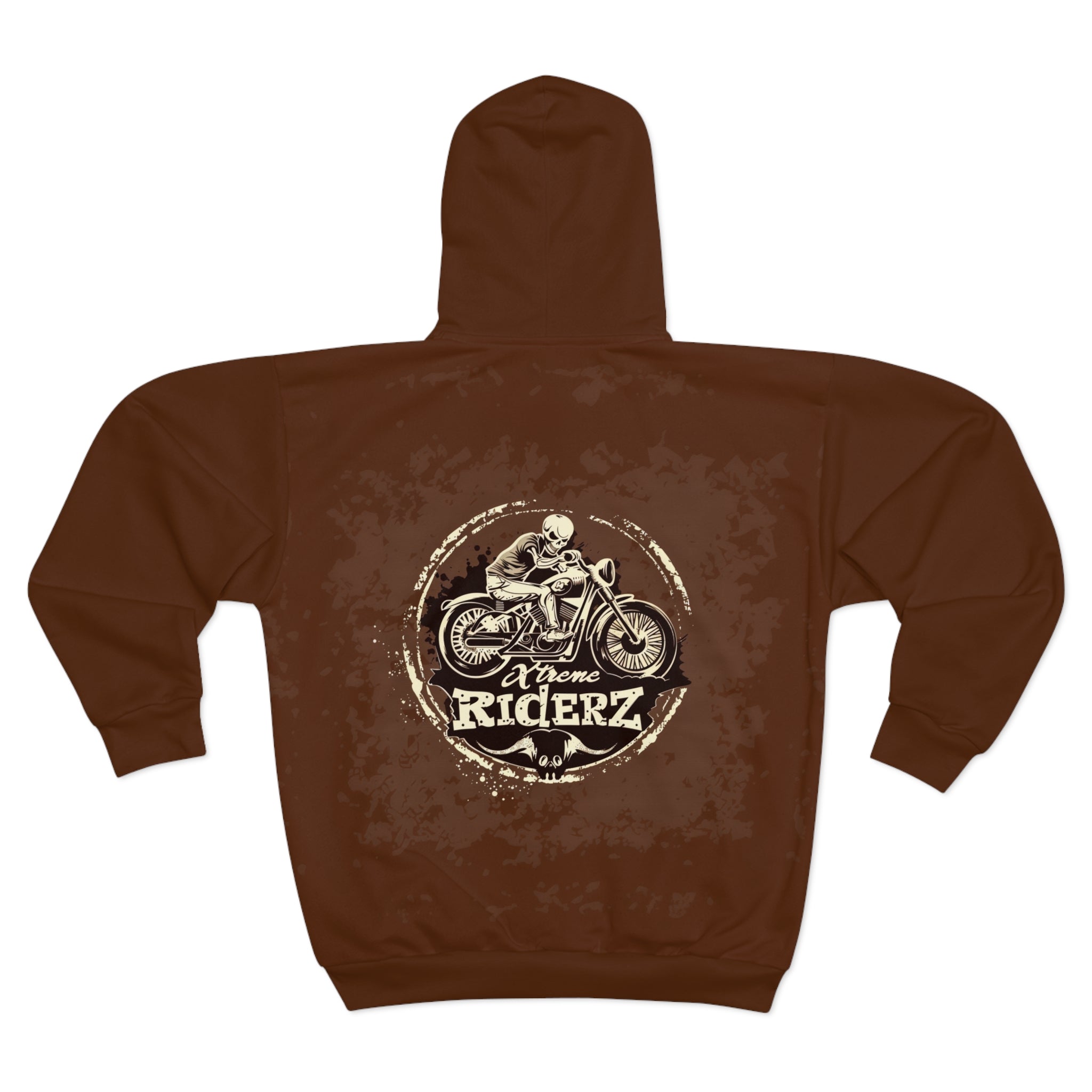 Skull Riderz Motorcycle Brown Zip Hoodie