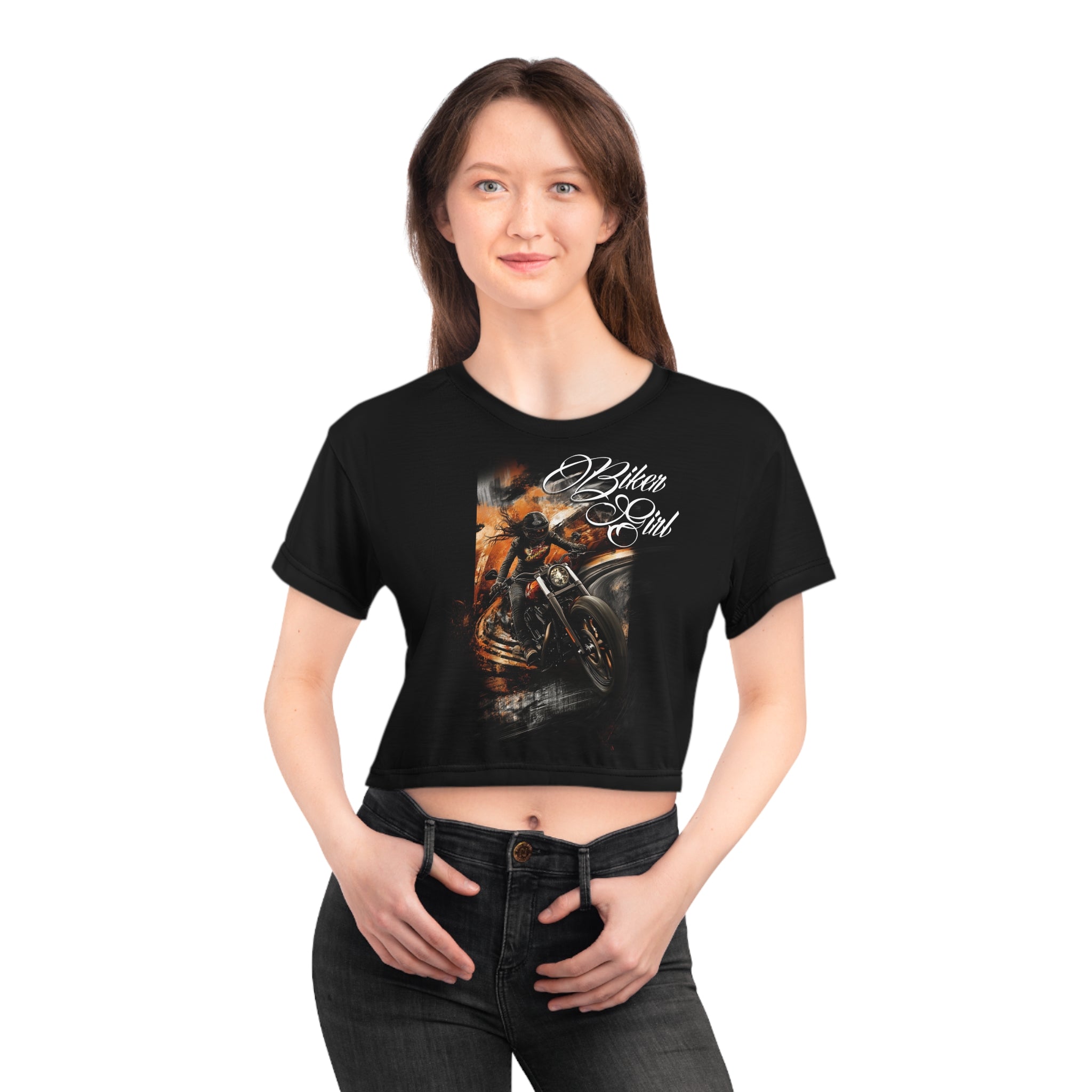 Biker Girl -  Motorcycle - Women's Crop Tee - DC0237