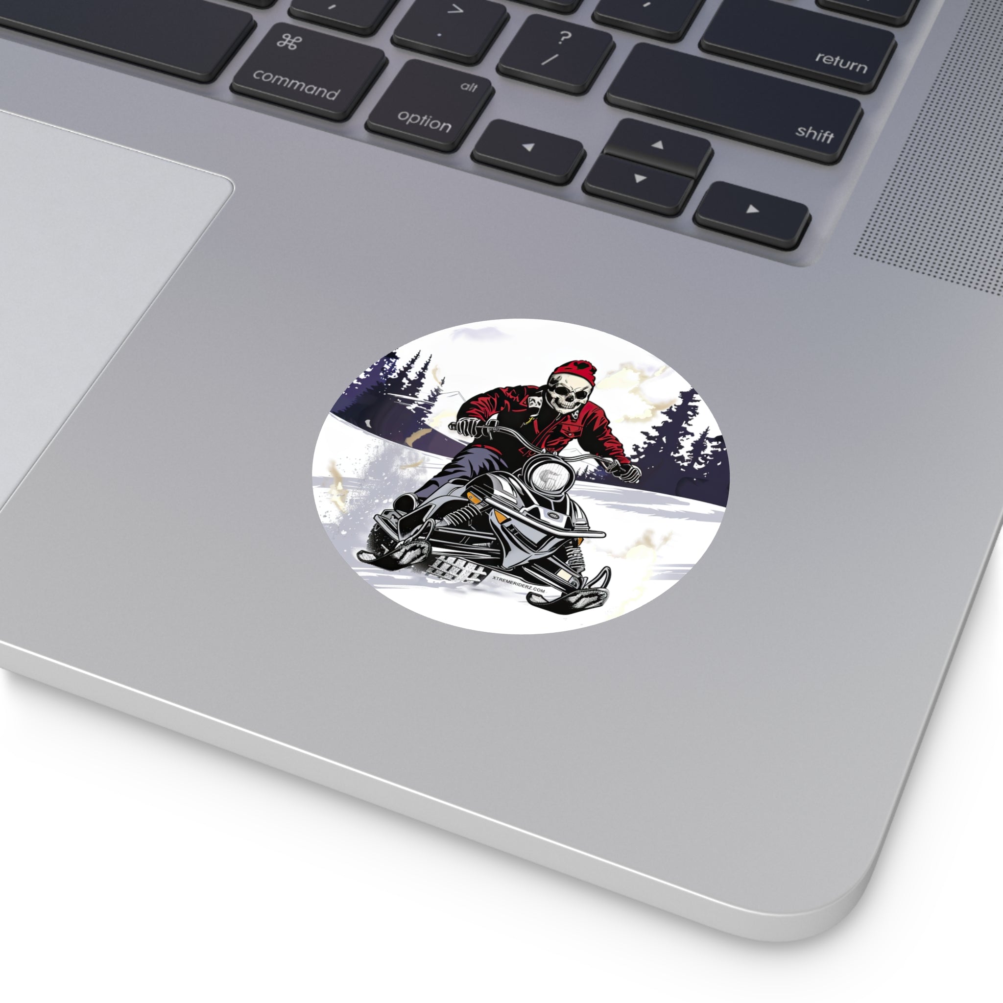 Skeleton on Snowmobile- Xtreme Riderz-  Round Vinyl Stickers