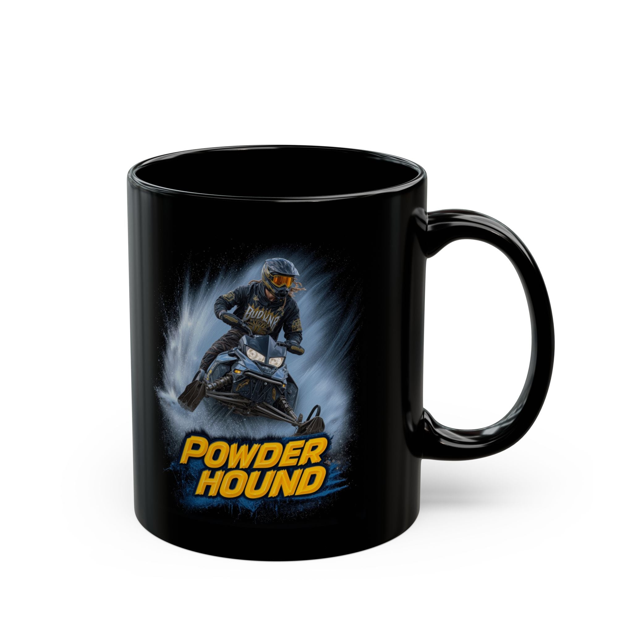 Powder Hound Black Mug (11oz, 15oz) - Snowmobile - DC0291
