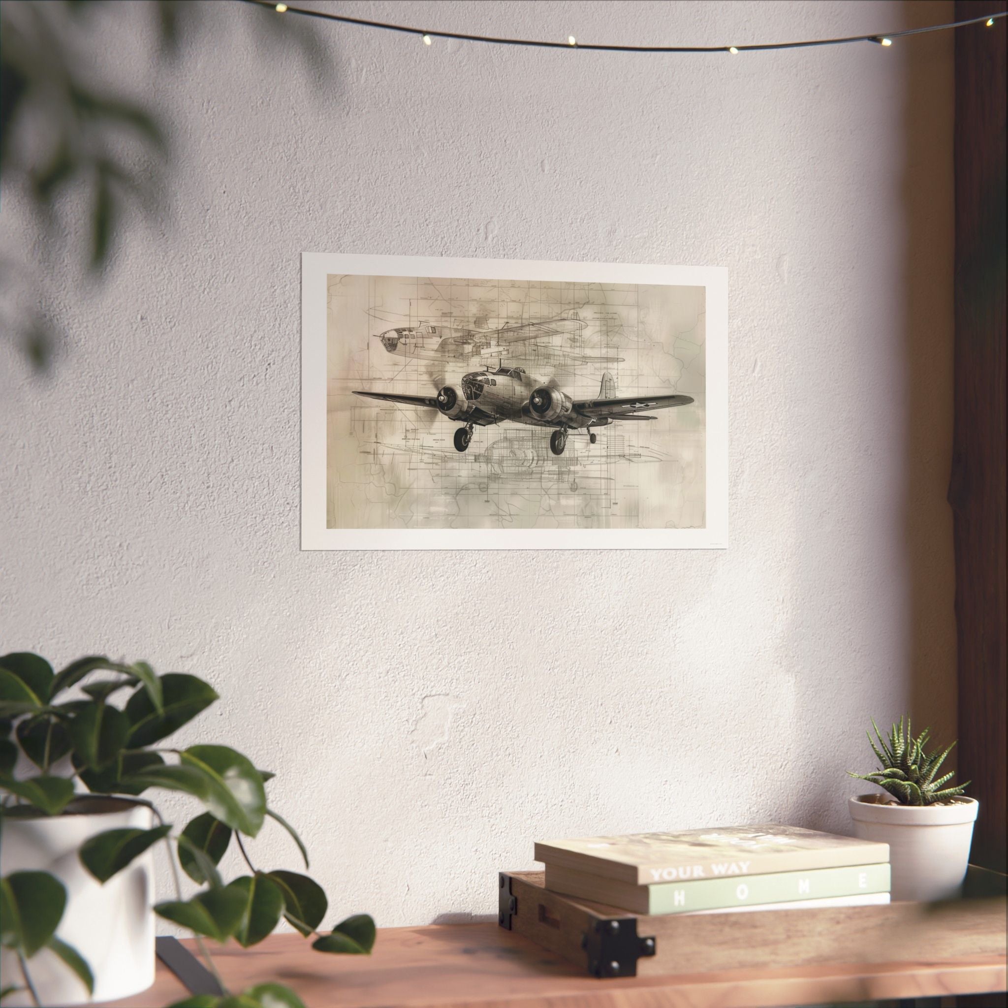 B-25 Blue Print - Aviation - Gallery Print Poster - DC0152