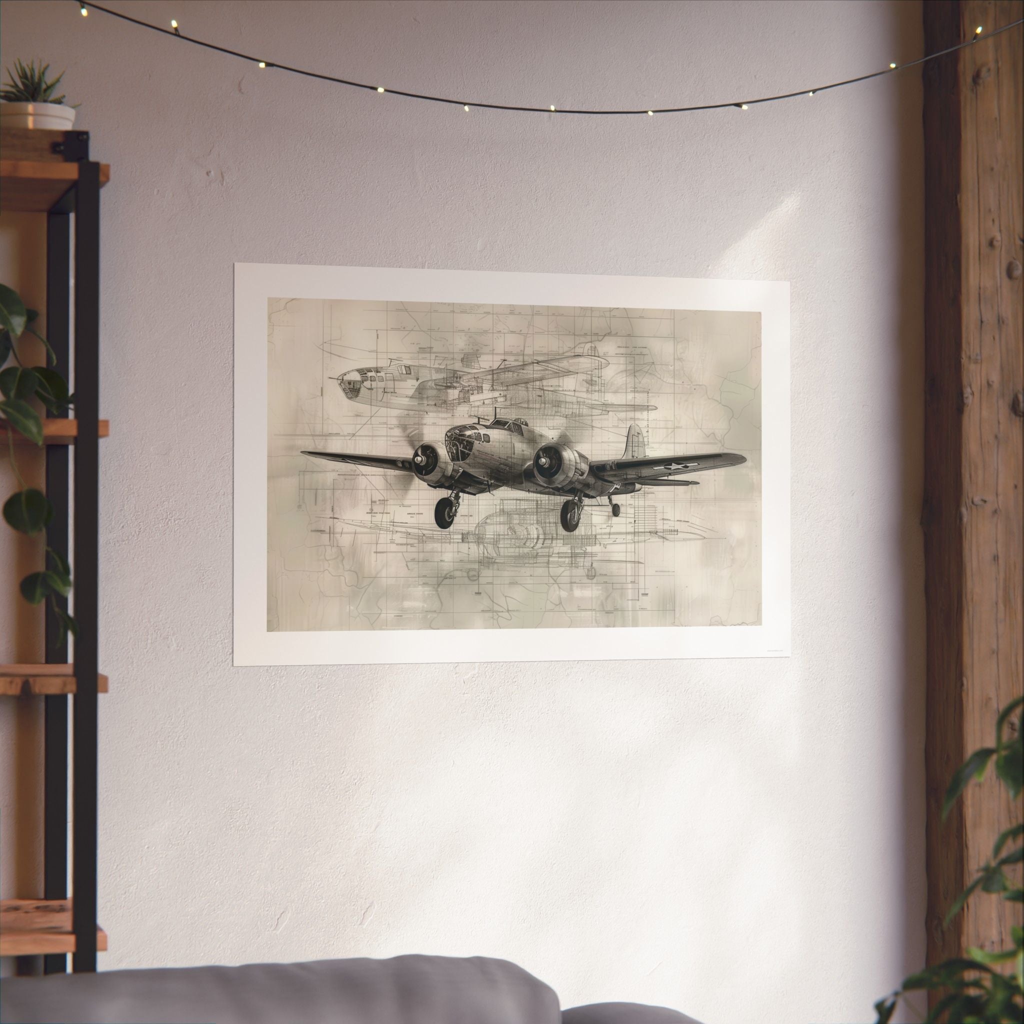 B-25 Blue Print - Aviation - Gallery Print Poster - DC0152