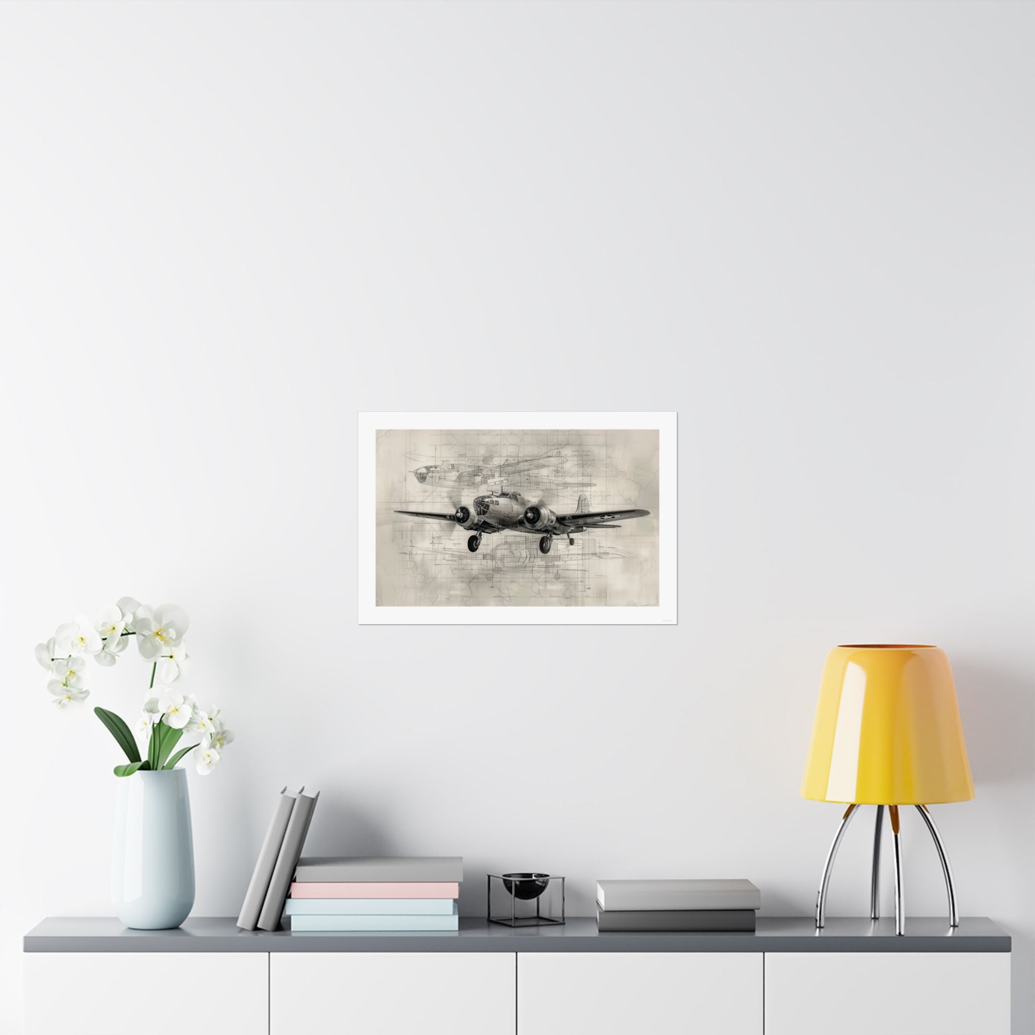 B-25 Blue Print - Aviation - Gallery Print Poster - DC0152