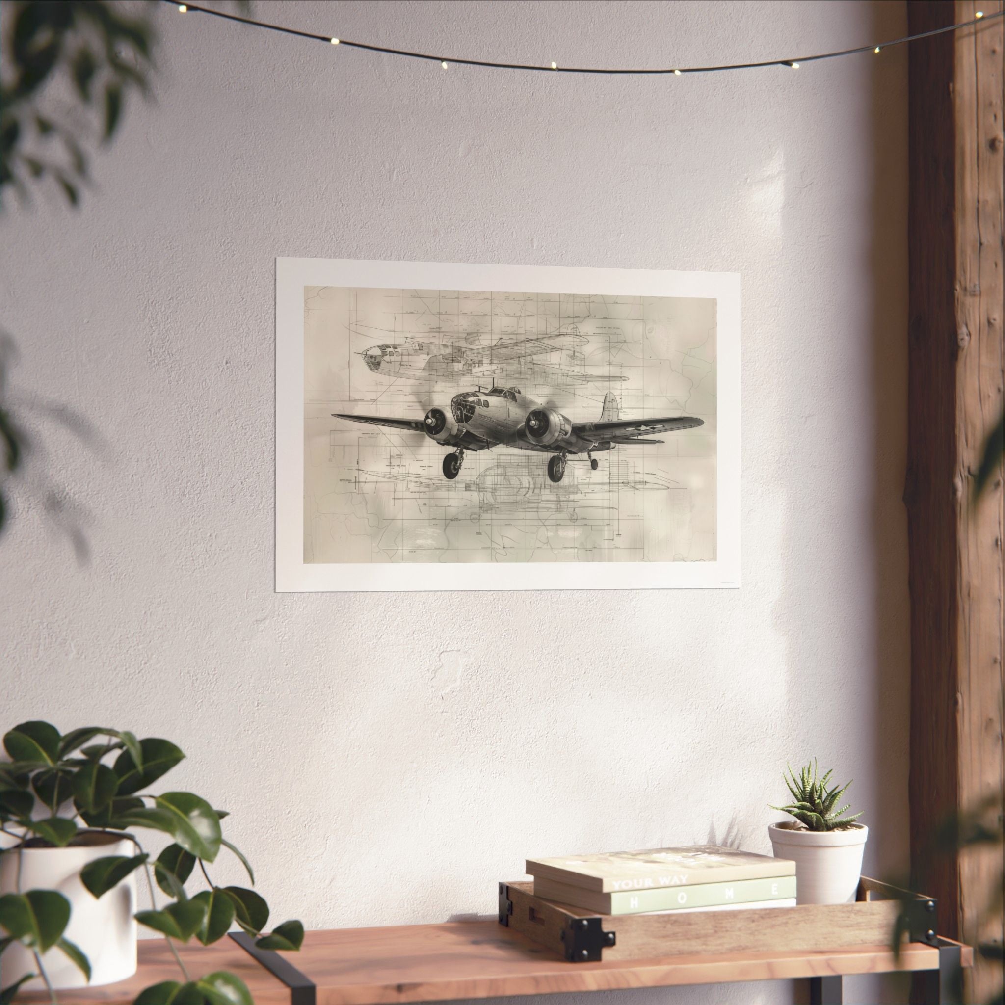 B-25 Blue Print - Aviation - Gallery Print Poster - DC0152