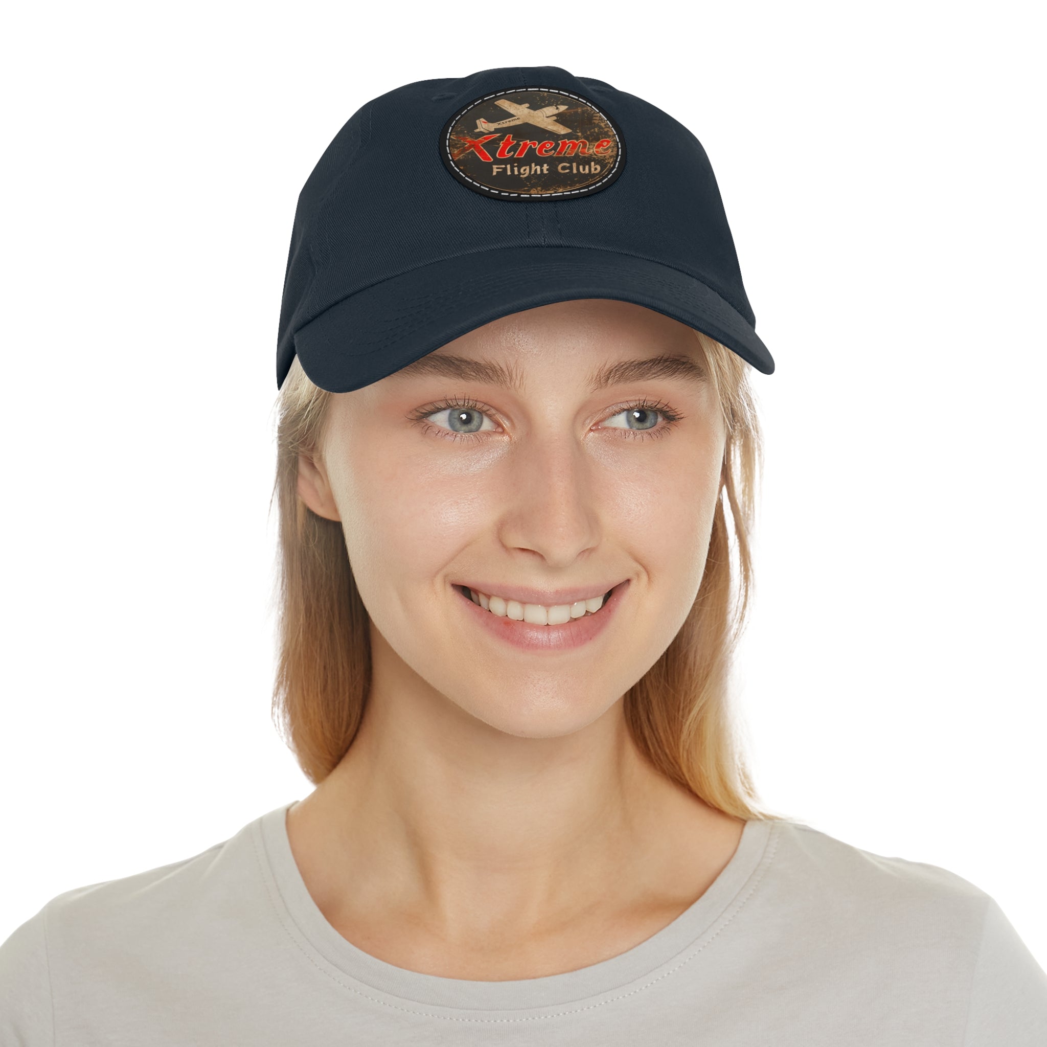 Xtreme Riderz Flight Club Vintage Airplane ~ Dad Hat with Leather Patch