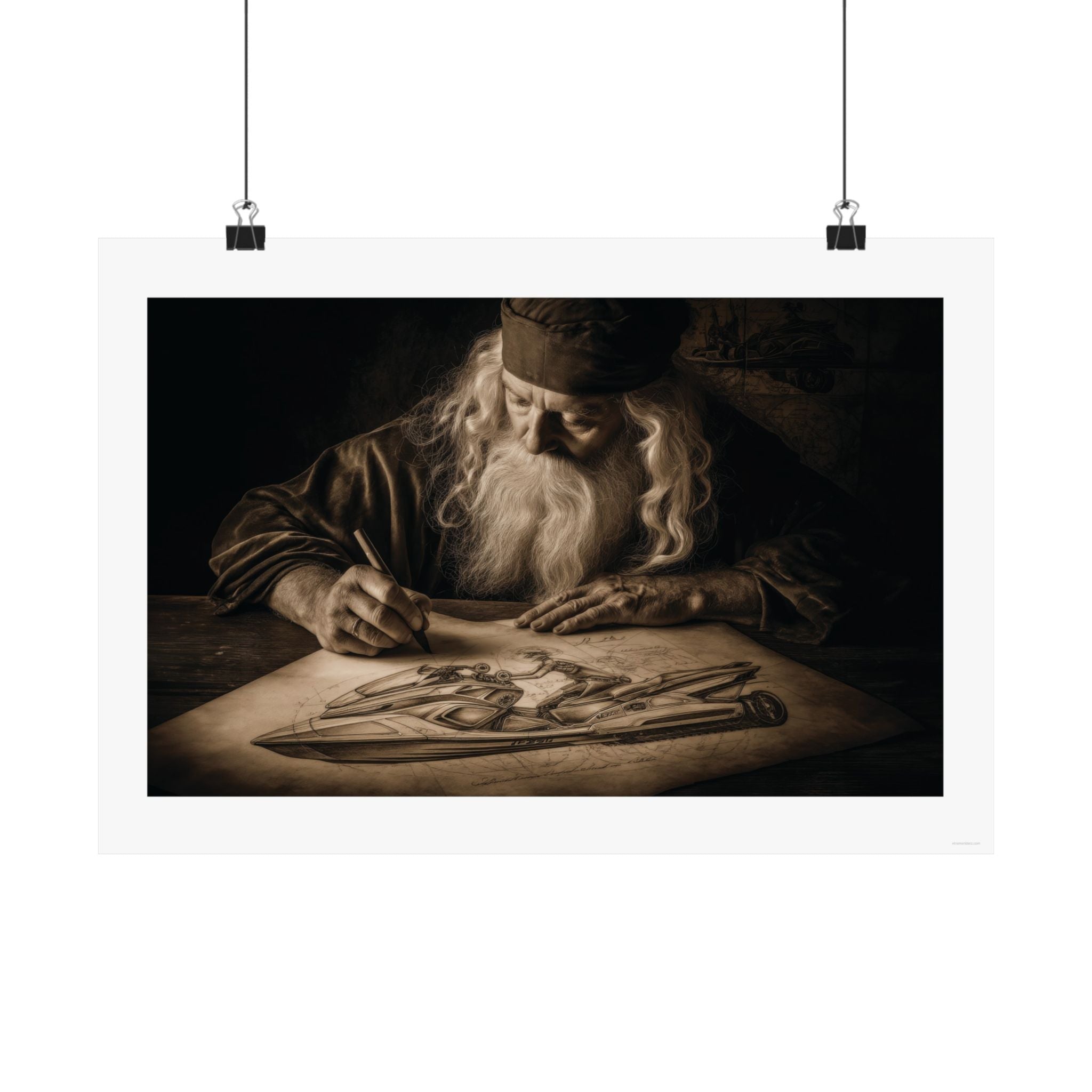 Leonardo de Vinci Creating the Jet Ski - Watersports - Gallery Print Poster - DC0257