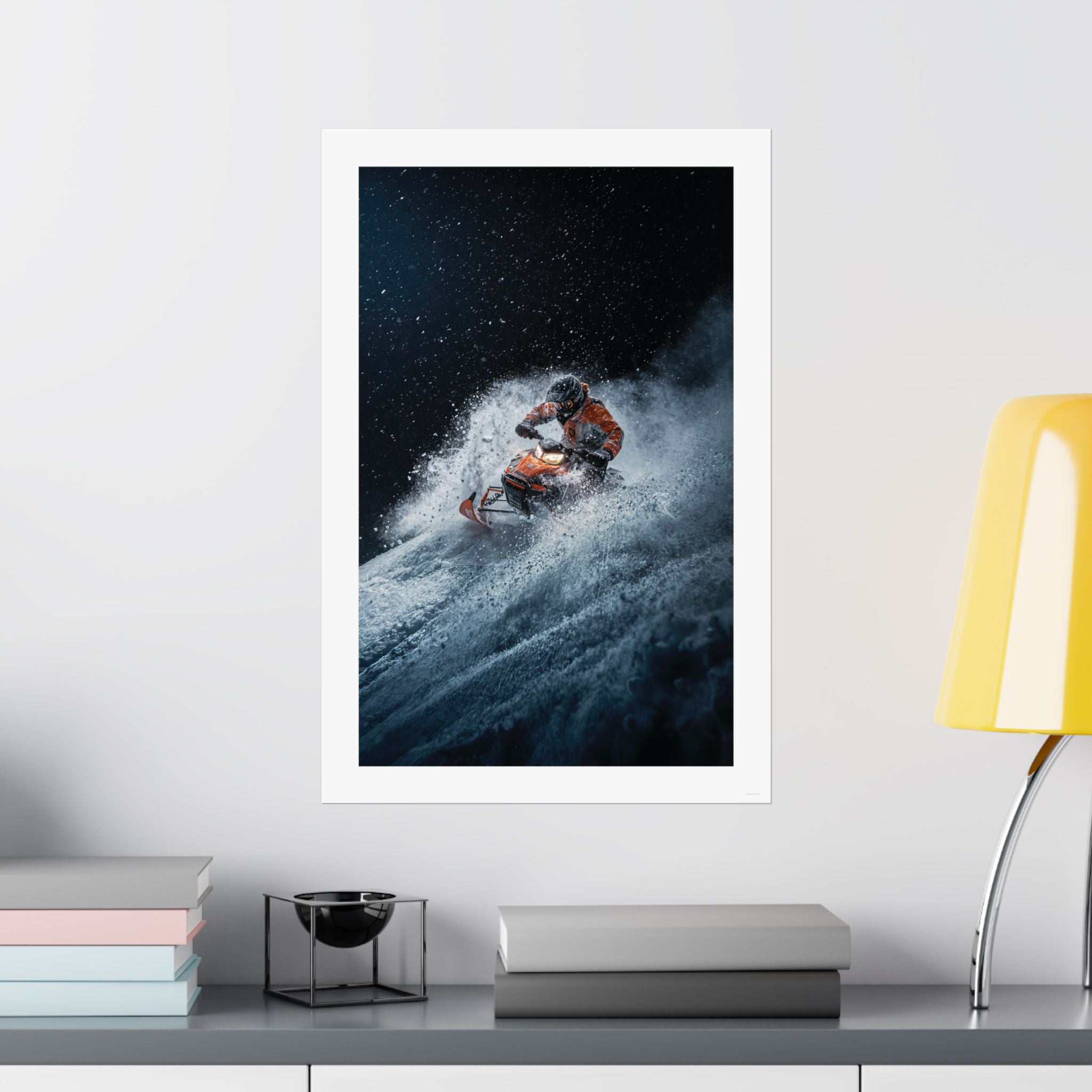 Downhill Cold Rush - Snowmobile - Gallery Print Poster - DC0190