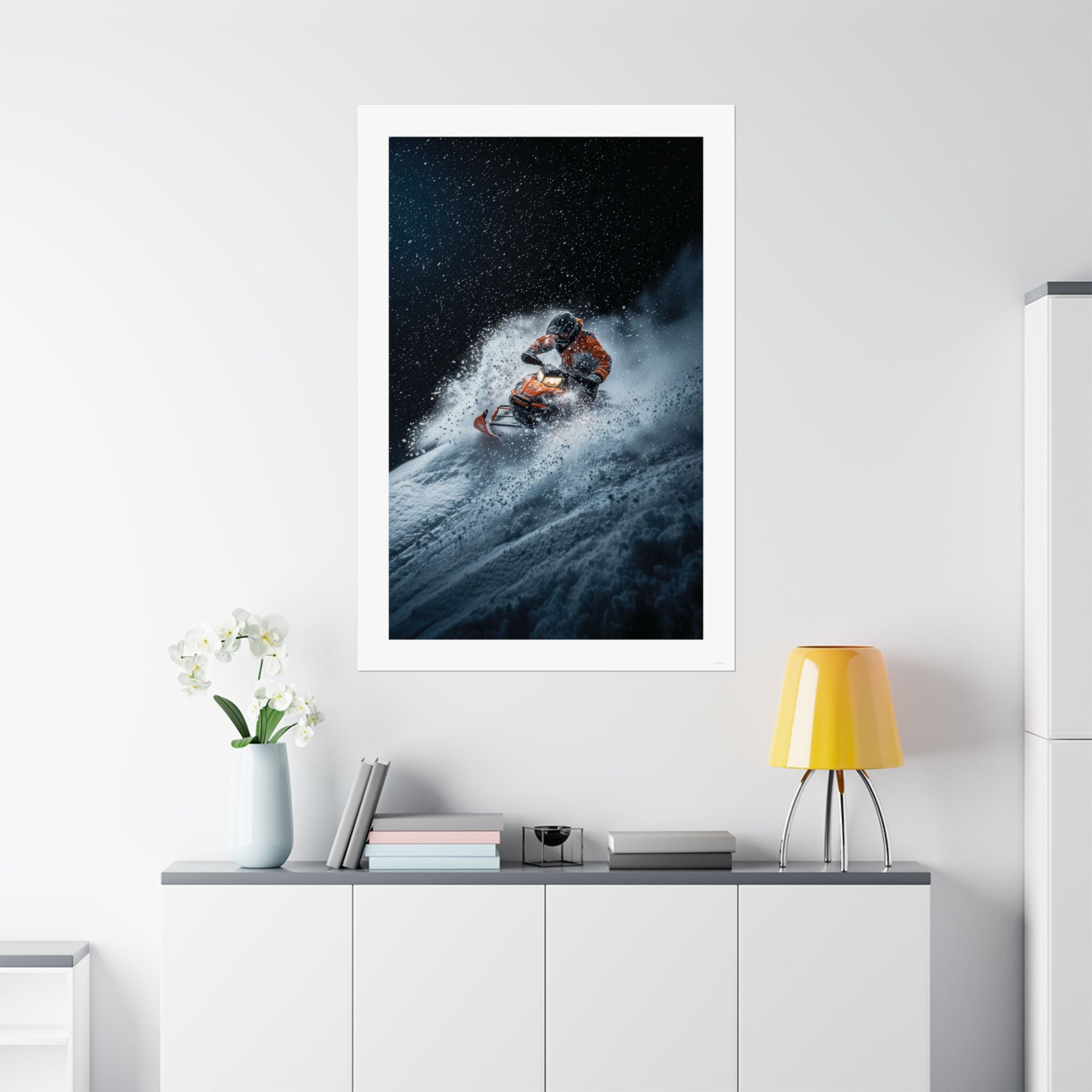 Downhill Cold Rush -  Snowmobile - Gallery Print Poster - DC0190