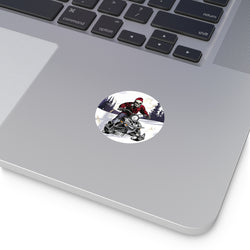 Skeleton on Snowmobile- Xtreme Riderz-  Round Vinyl Stickers