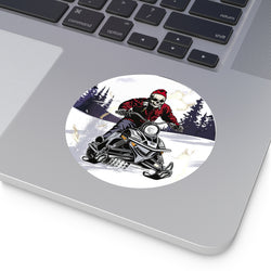 Skeleton on Snowmobile- Xtreme Riderz-  Round Vinyl Stickers