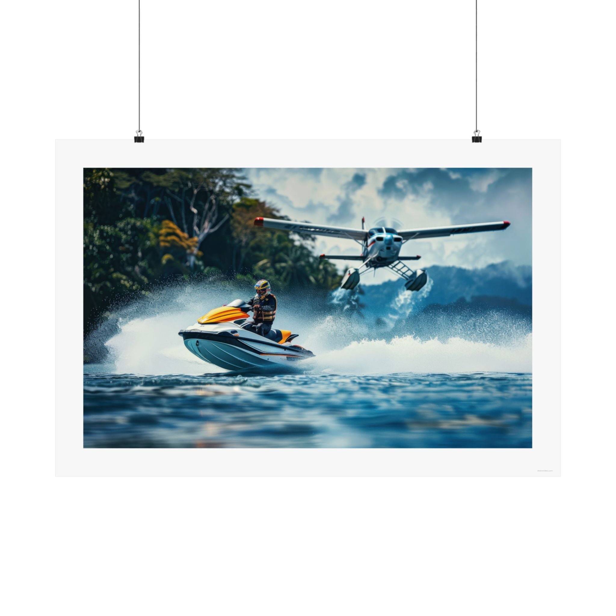 Crossing Paths, gallery print, poster, photograph, jet ski, sea plane, ocean