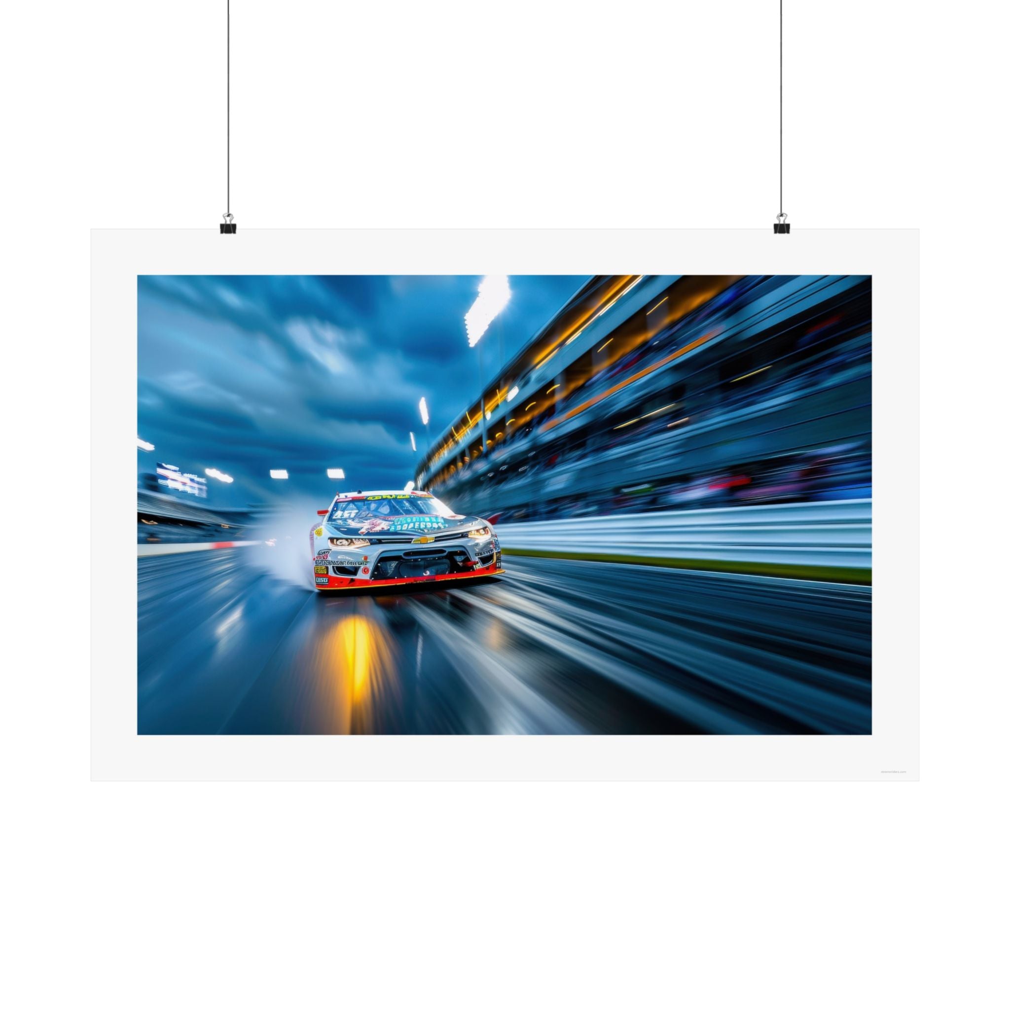 Daytona 500 at Dusk Gallery Print, Daytona 500 race at dusk, race car, race track
