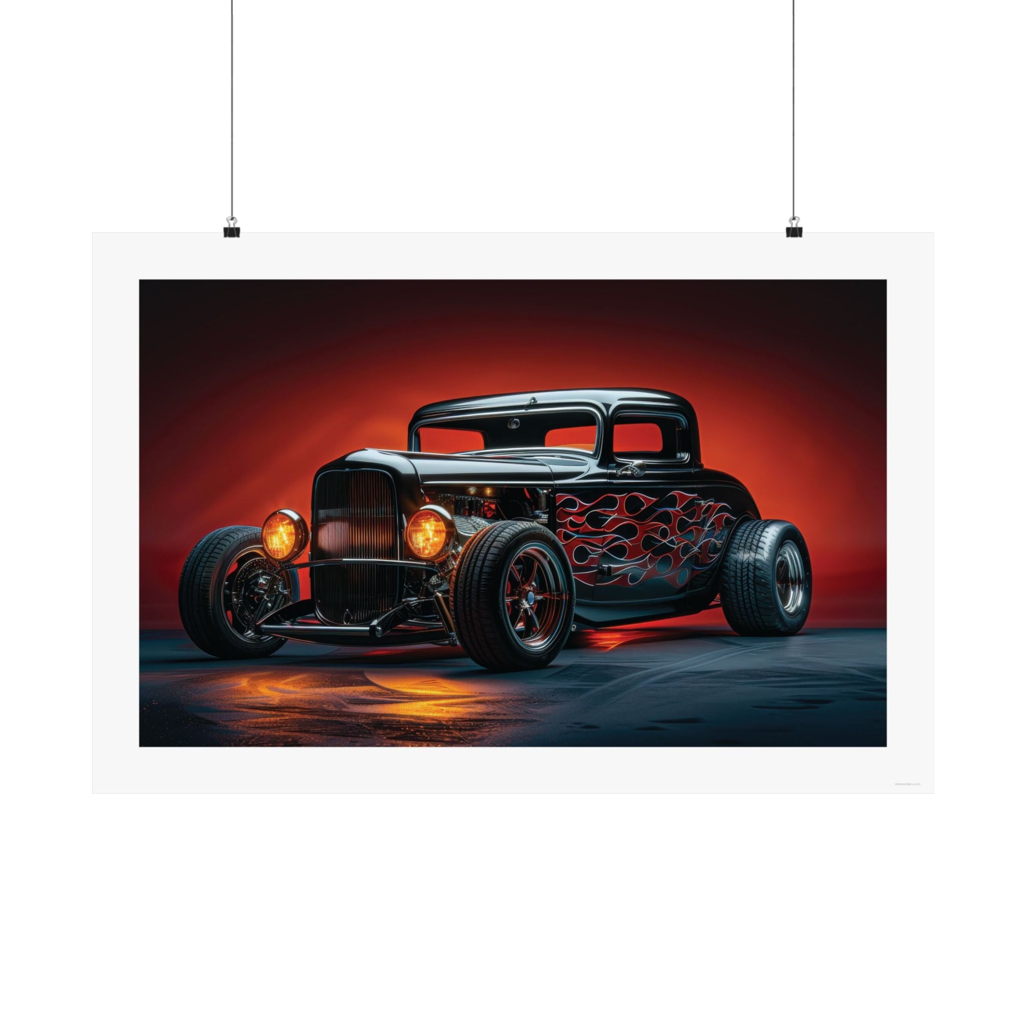Flamed Deuce Coupe Gallery Print, muscle car, custom, roadster, poster, wall art