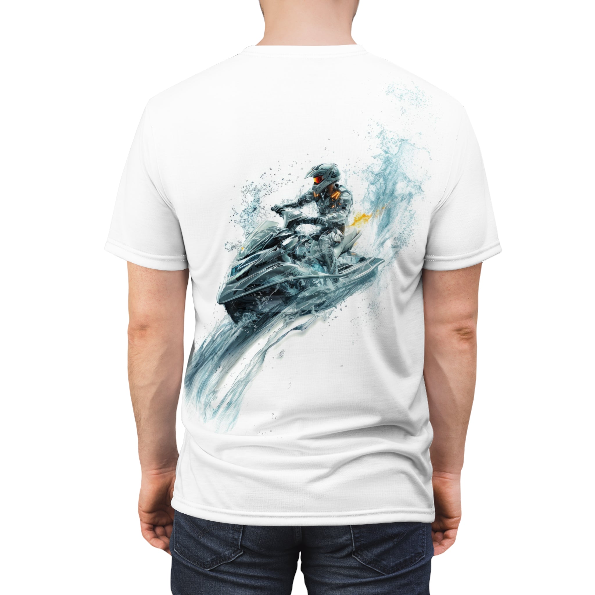 Jet Ski Swoop - Jet ski racing through the water - t-shirt