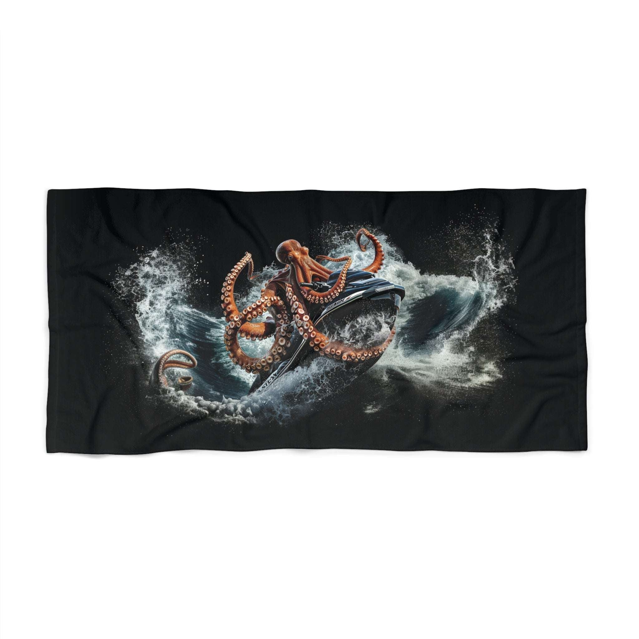 Octo-Ski Beach Towel, jet ski, octopus, ocean, splash