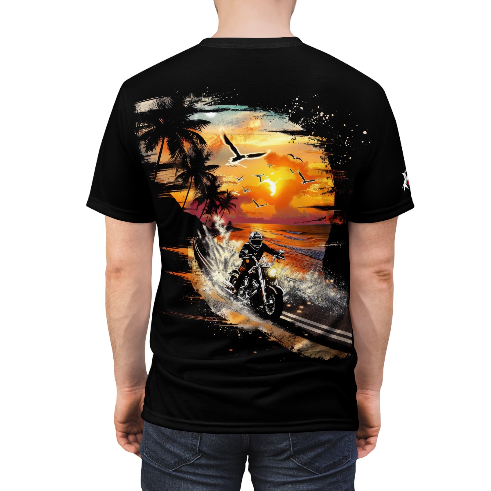 Retro Biker motorcycle t-shirt, retro look, motorcycle, sunset