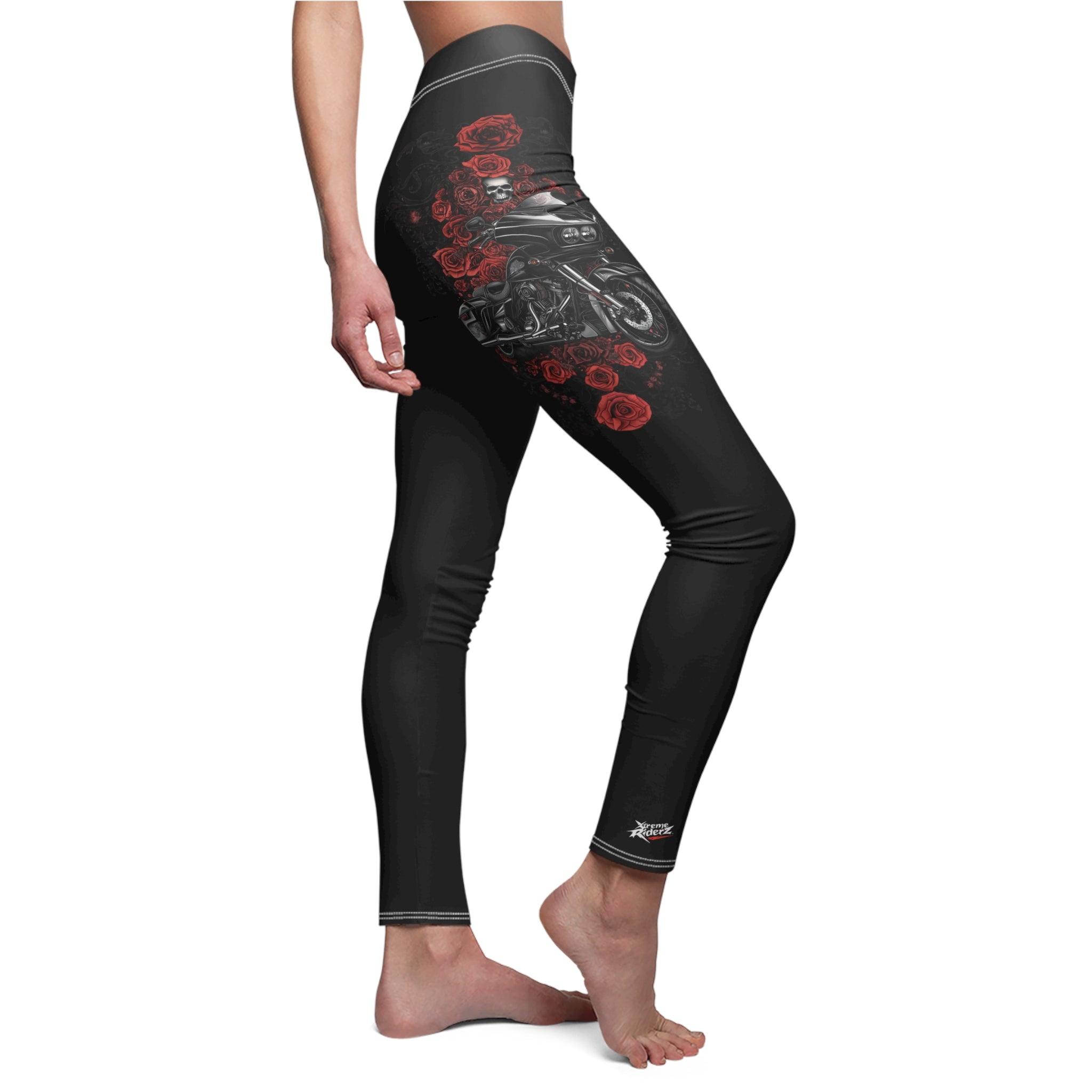 Rose Road Glide leggings, rose, skull, motorcycle