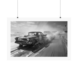 Vintage Daytona 500 Gallery Print, racing  on the beach in the 50's, poster, wall art