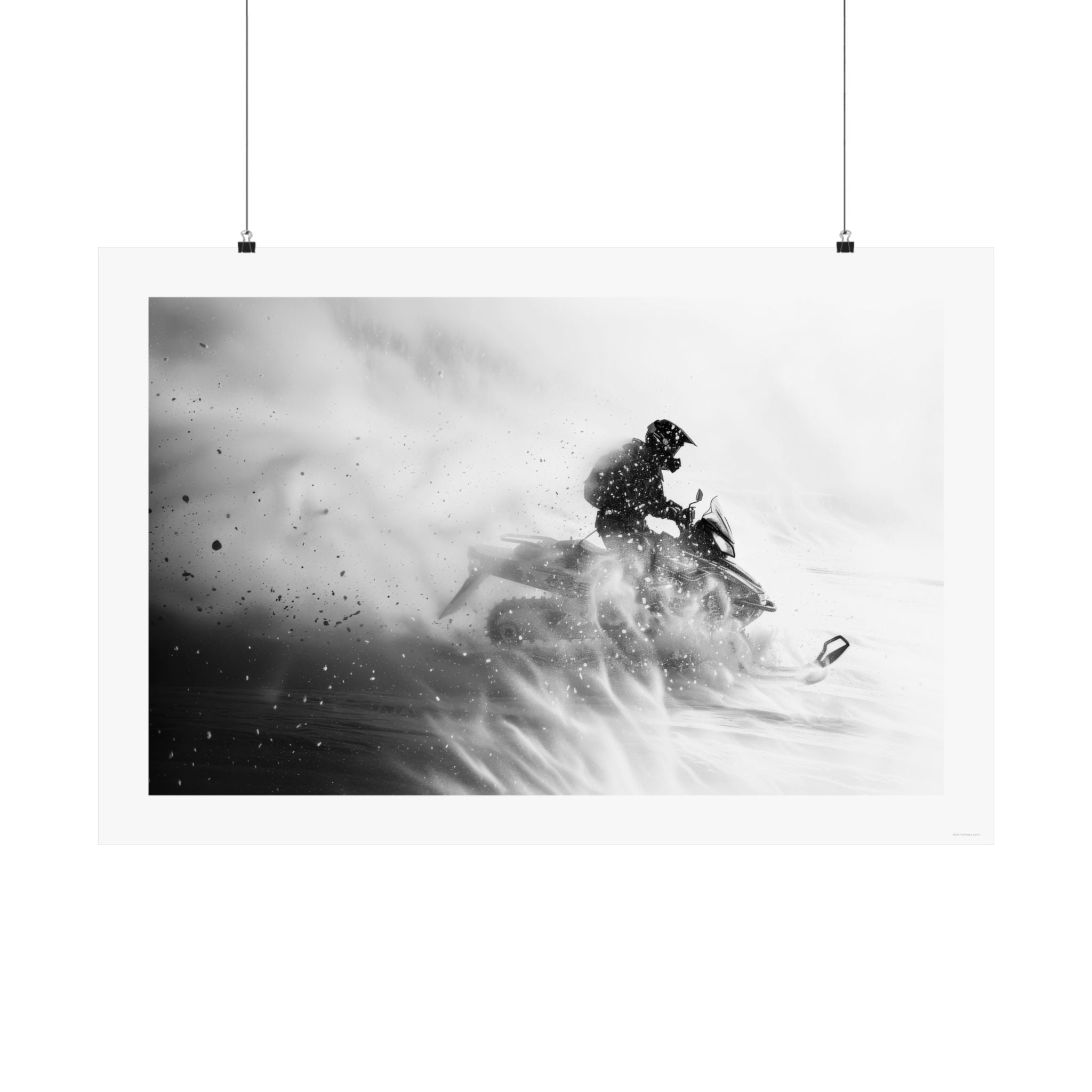 Wind Chill Gallery Print, poster, wall art, photo, a rider on a snowmobile riding though blizzard conditions in a whiteout.